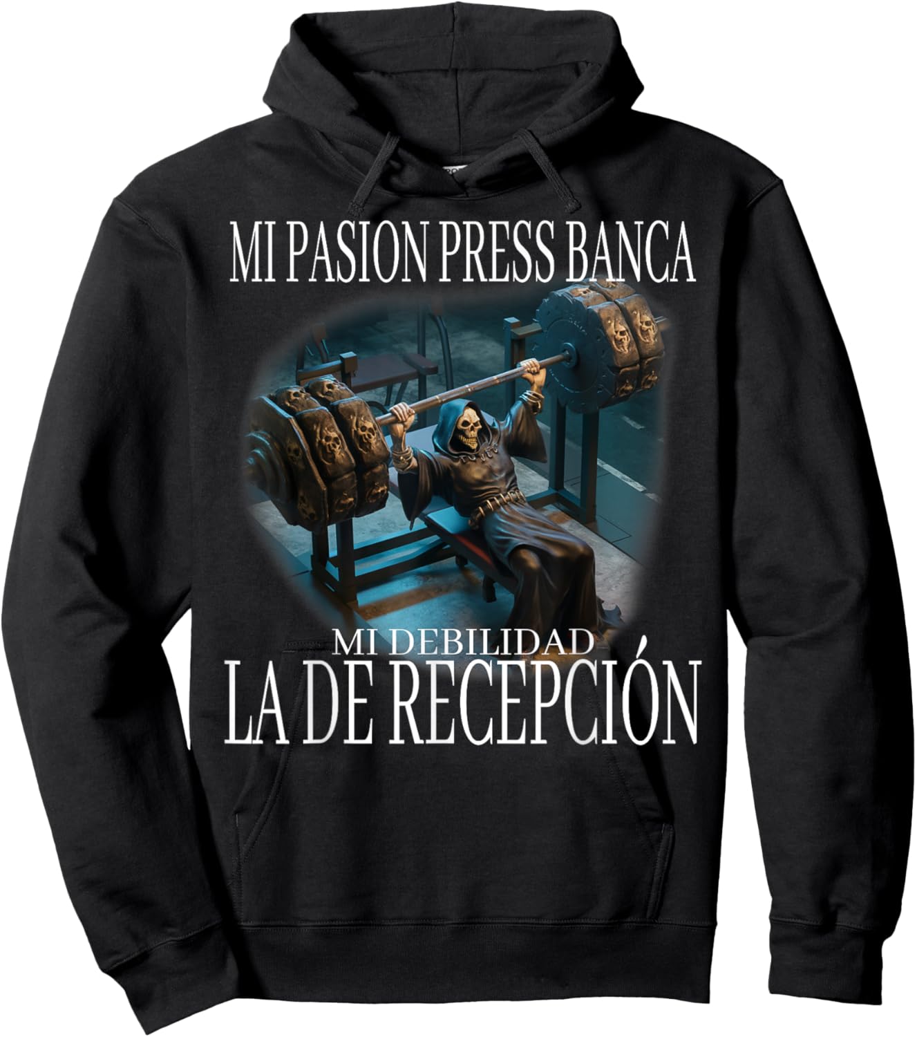 Mi pasion press banca mi debilidad la de recepcion: calacas Hoodie - Hoodie | Black