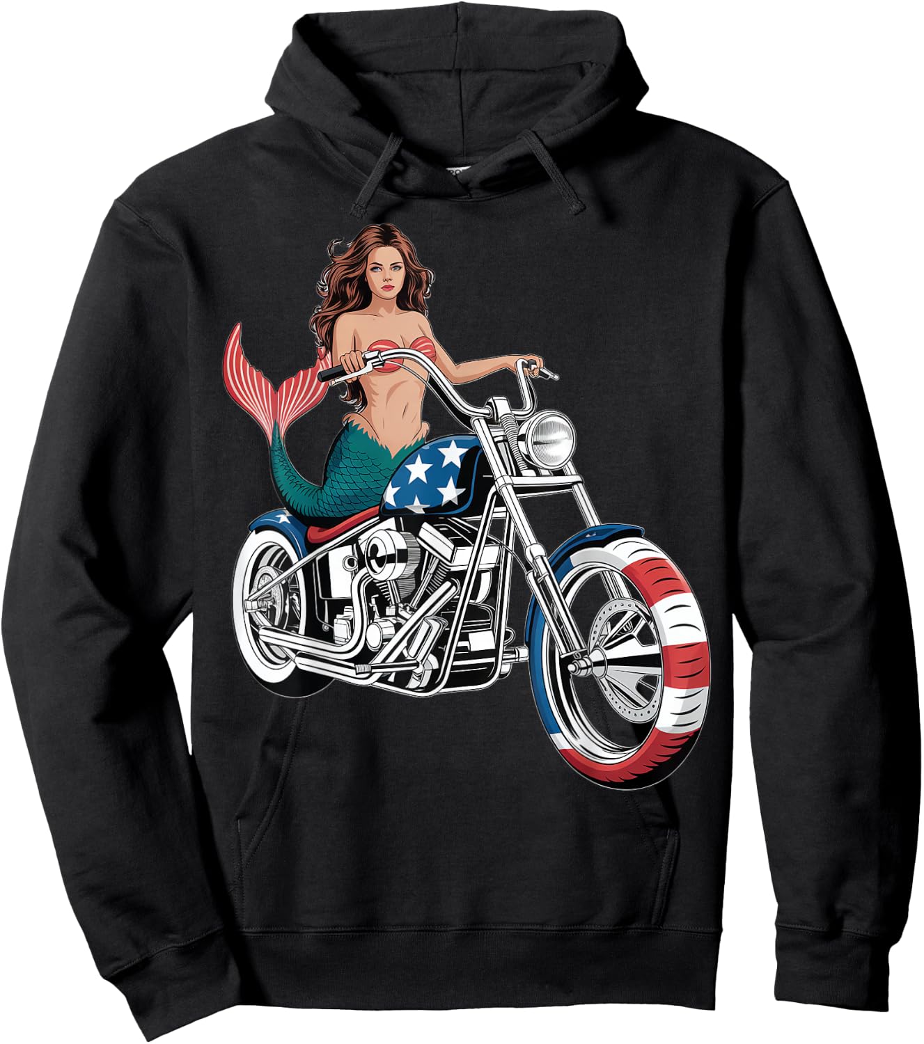 Mermaid Chopper Motorcycle Design Hoodie - Hoodie | Black