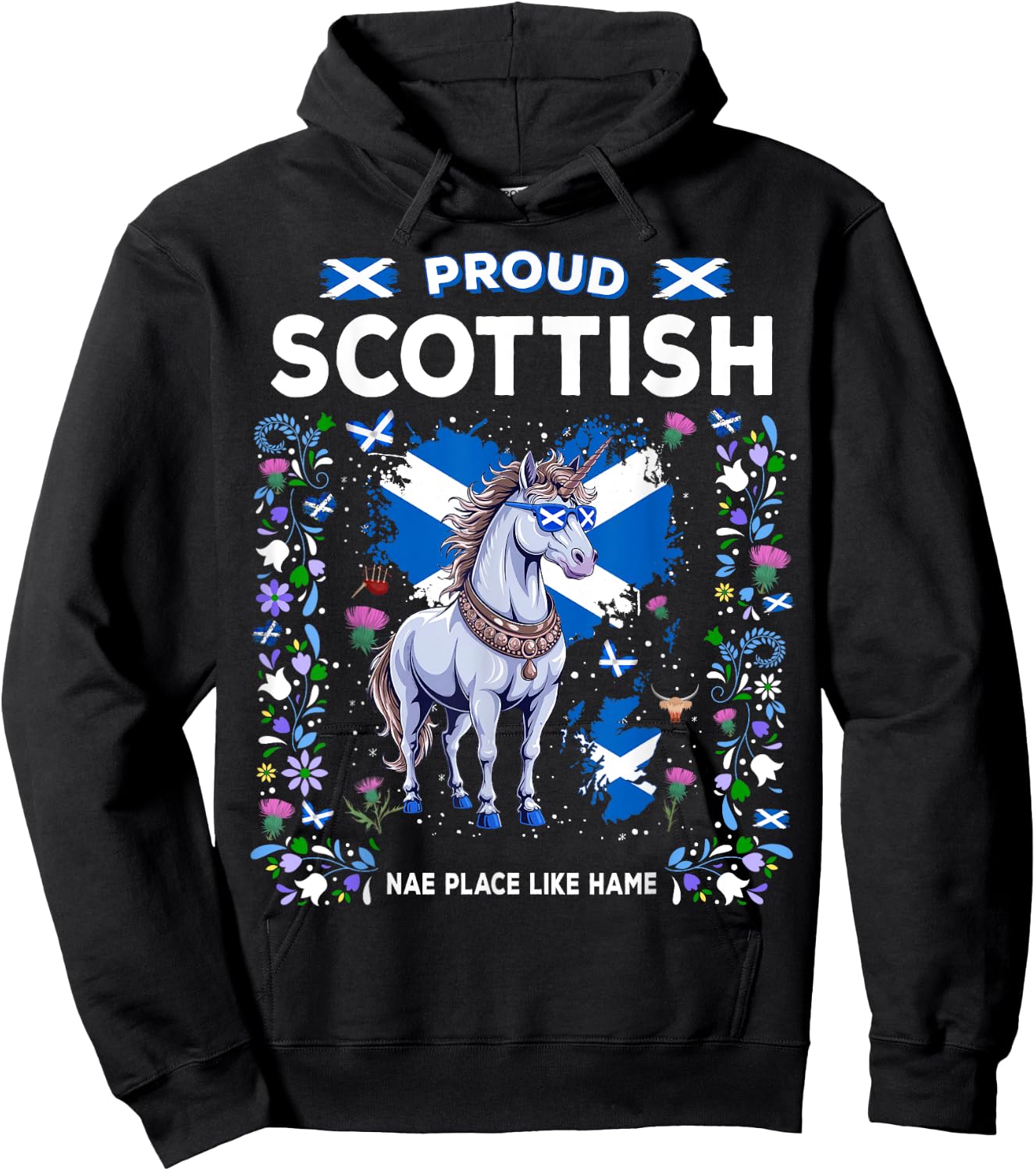 Scottish Unicorn Flag Costume Idea For Kids Scotland Unicorn Hoodie - Hoodie | Black