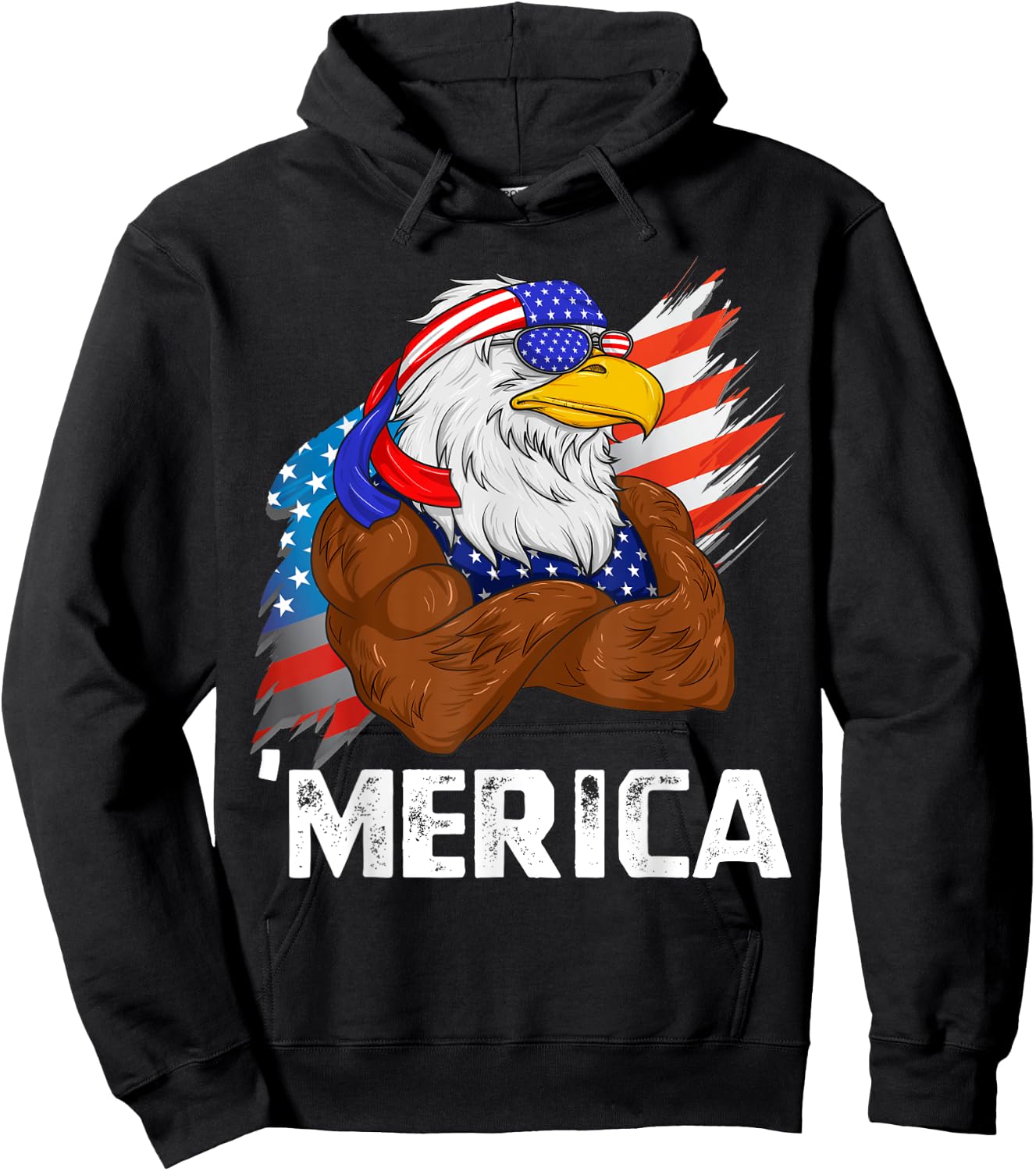 Merica Freedom American USA Eagle Patriotic 4th of July Hoodie - Hoodie | Black