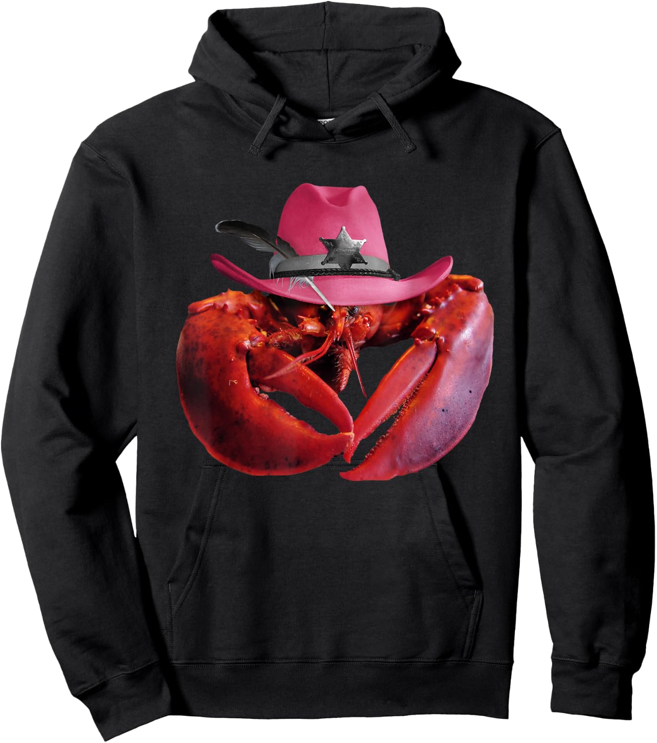 Lobster Wearing Pink Cowboy Hat, Funny Cute Lobsters Hoodie - Hoodie | Black