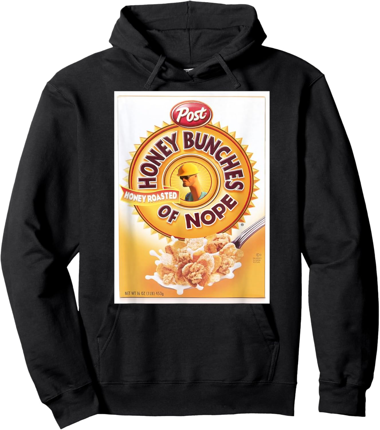 Honey Bunches of Nope Cereal Funny Graphic T- Shirt Hoodie - Hoodie | Black