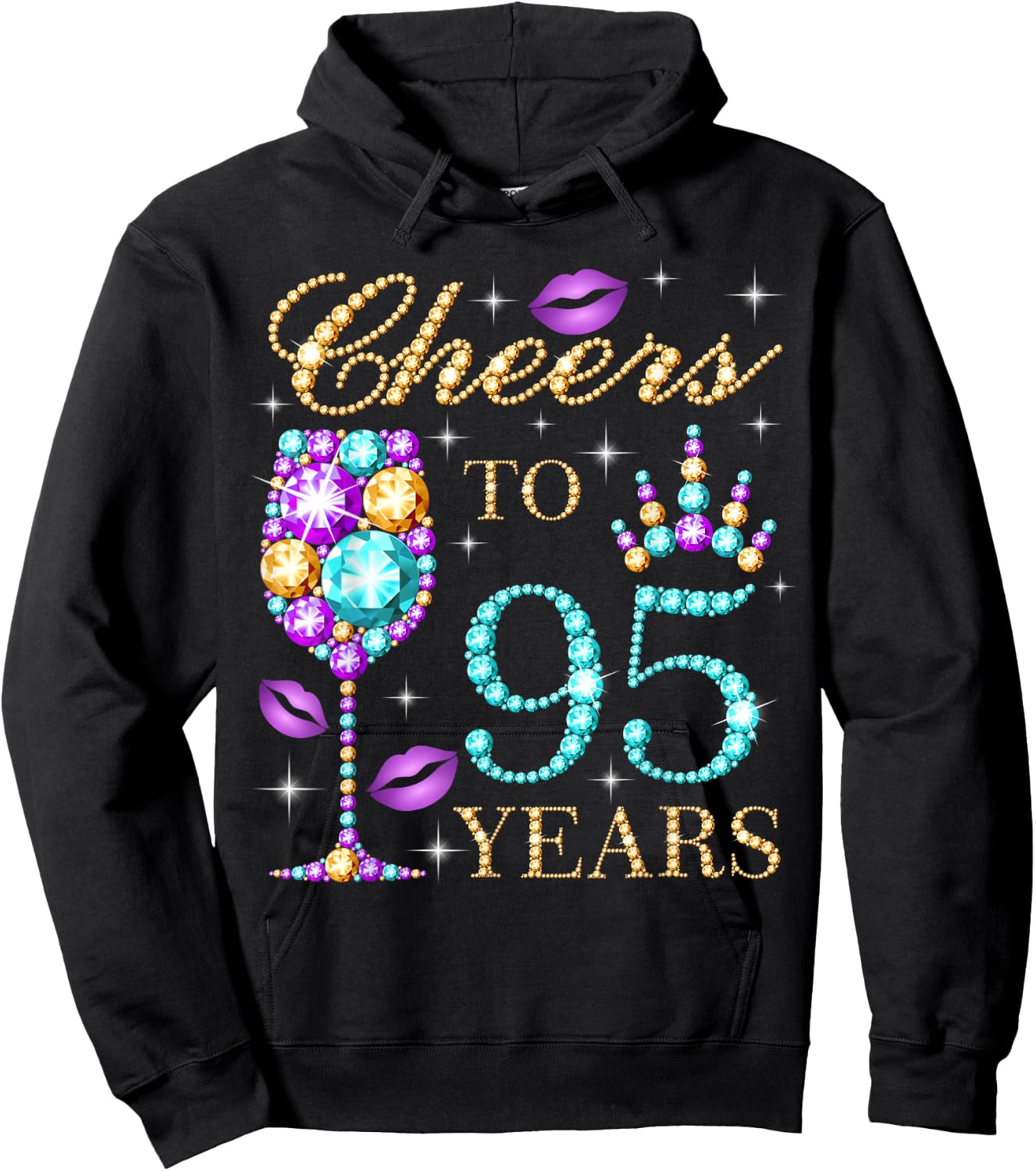 Cheers To 95 Years Old Women 95th Birthday Party Hoodie - Hoodie | Black