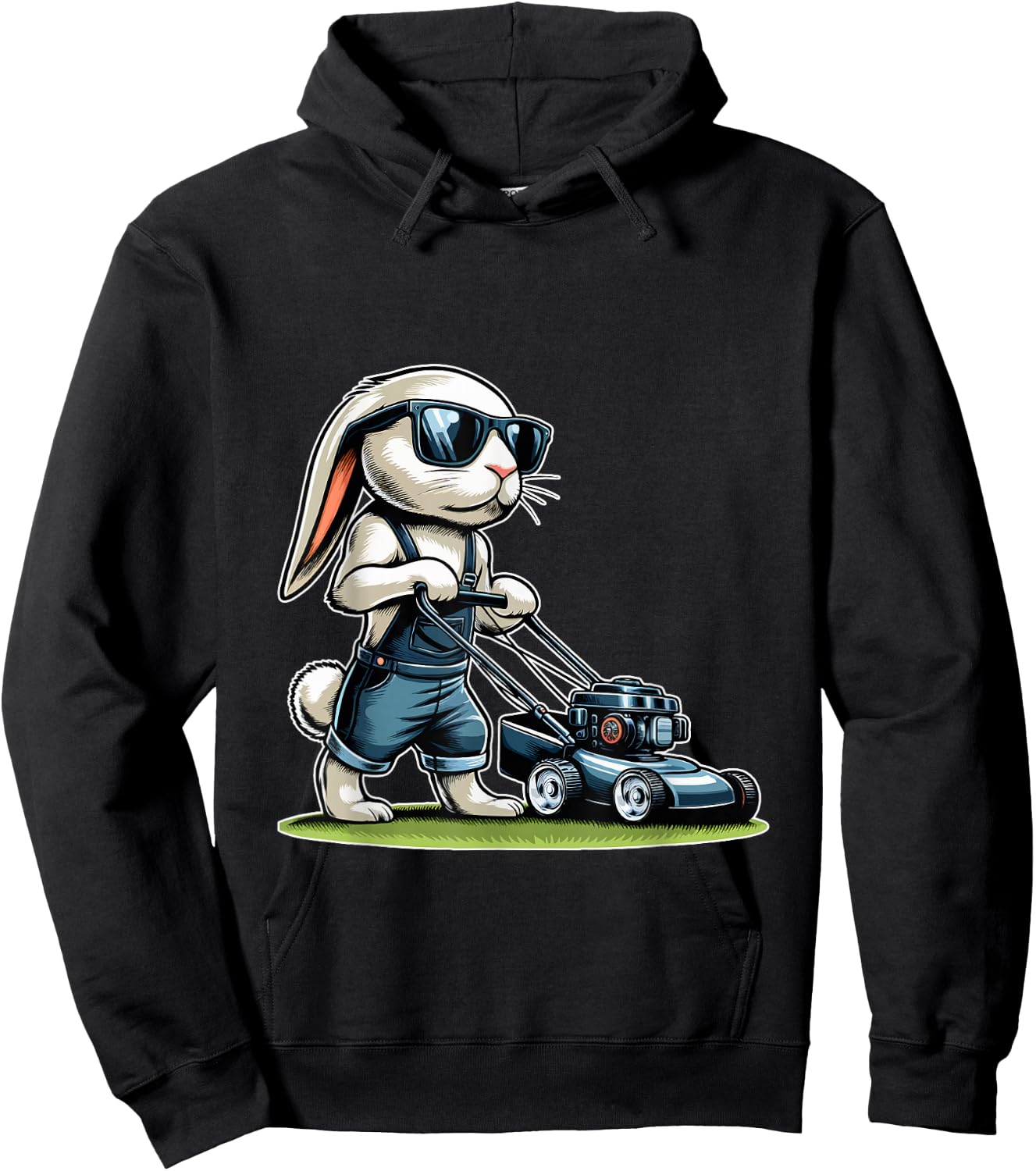 Mowing Lawn Bunny Easter Egg Hoodie - Hoodie | Black