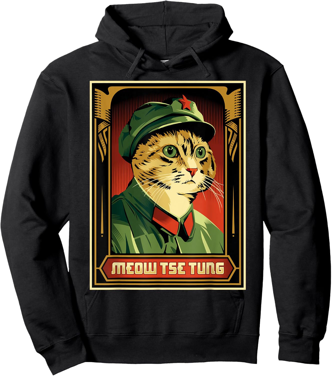 Meow Tse Tung Funny Mao Tse Tung Cat Lover Sarcastic Kitten Men Women Hoodie - Hoodie | Black