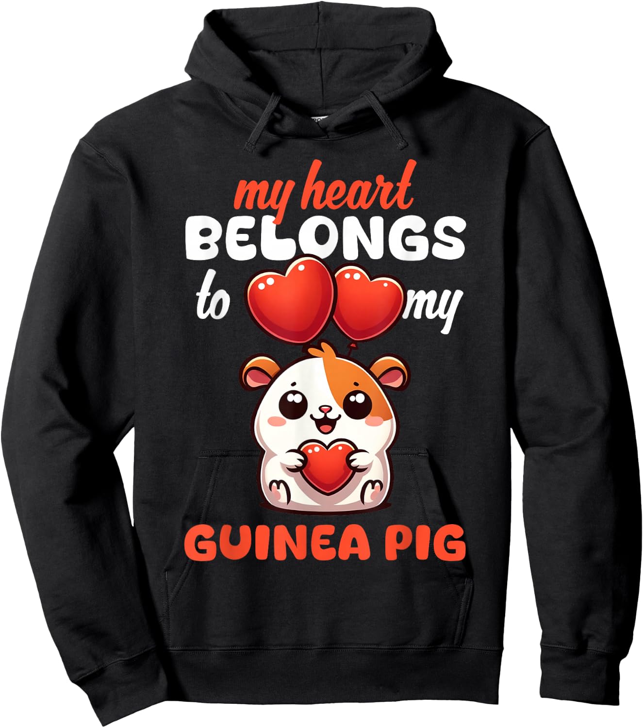 Cute My Heart Belongs To My Guinea Pigs Lover Graphic Cavy Hoodie - Hoodie | Black