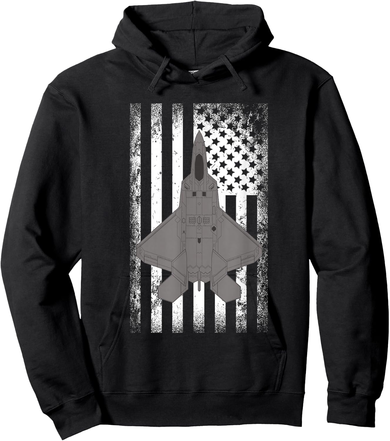 F-22 Raptor Jet American Flag Military Airplane Hoodie - Hoodie | Black