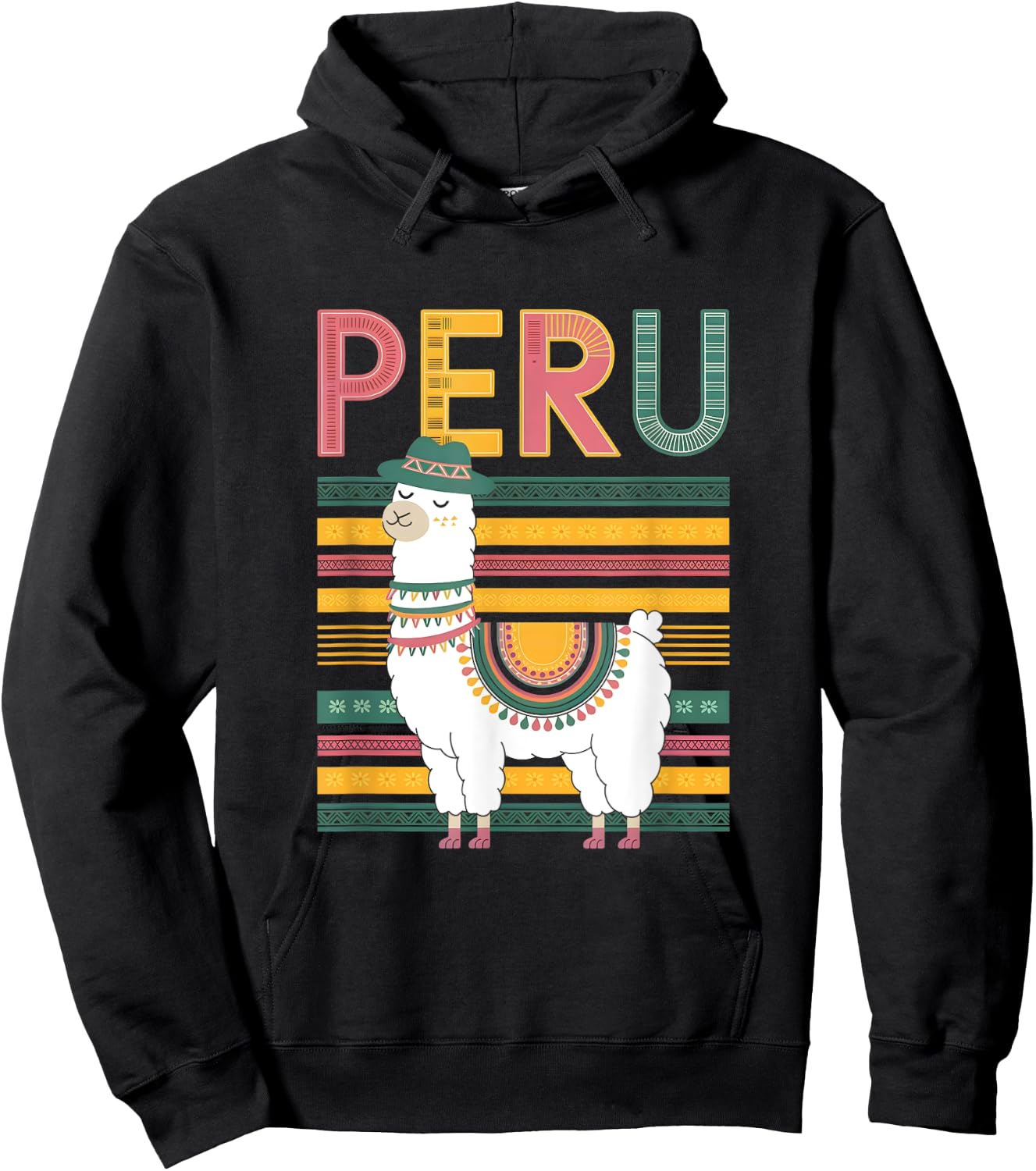 Cute Peruvian Llama from Peru - Fun Peru Design Hoodie - Hoodie | Black