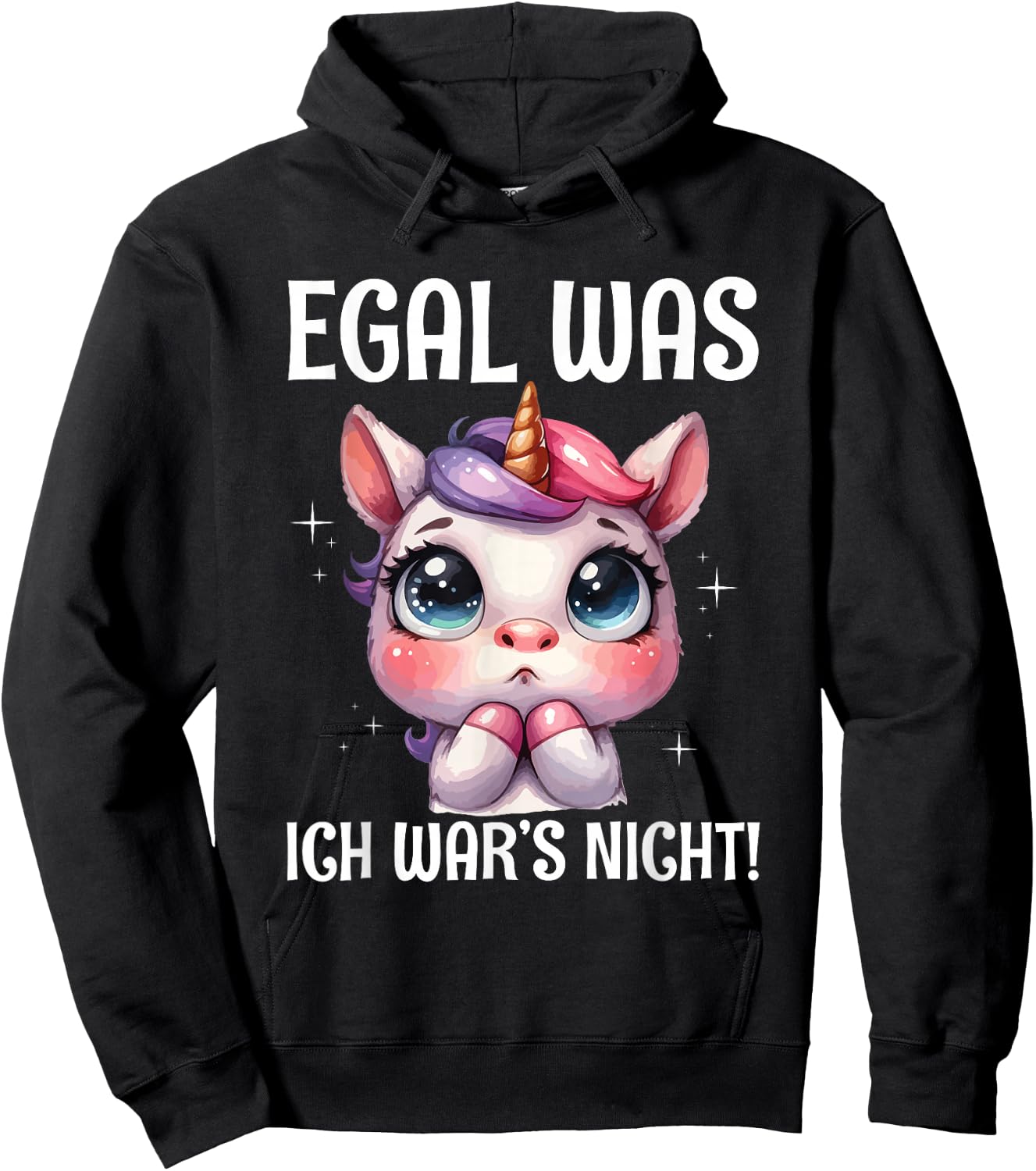 with German Text "Egal Was Ich War's Nicht Süßes Einhorn Inschuldig ", black Hoodie - Hoodie | Black