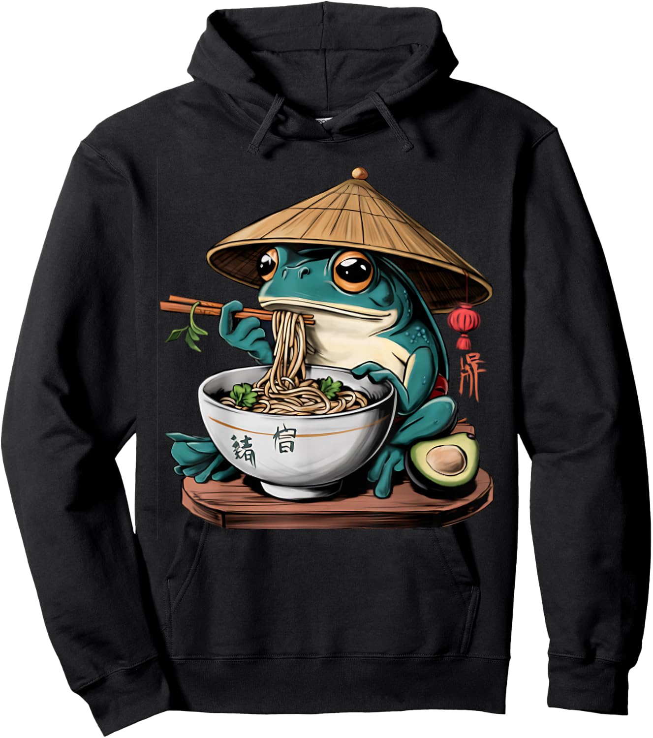 Kawaii Frog & Ramen Collection Frog Ramen Anime -Kids - Black, Small Hoodie - Hoodie | Black
