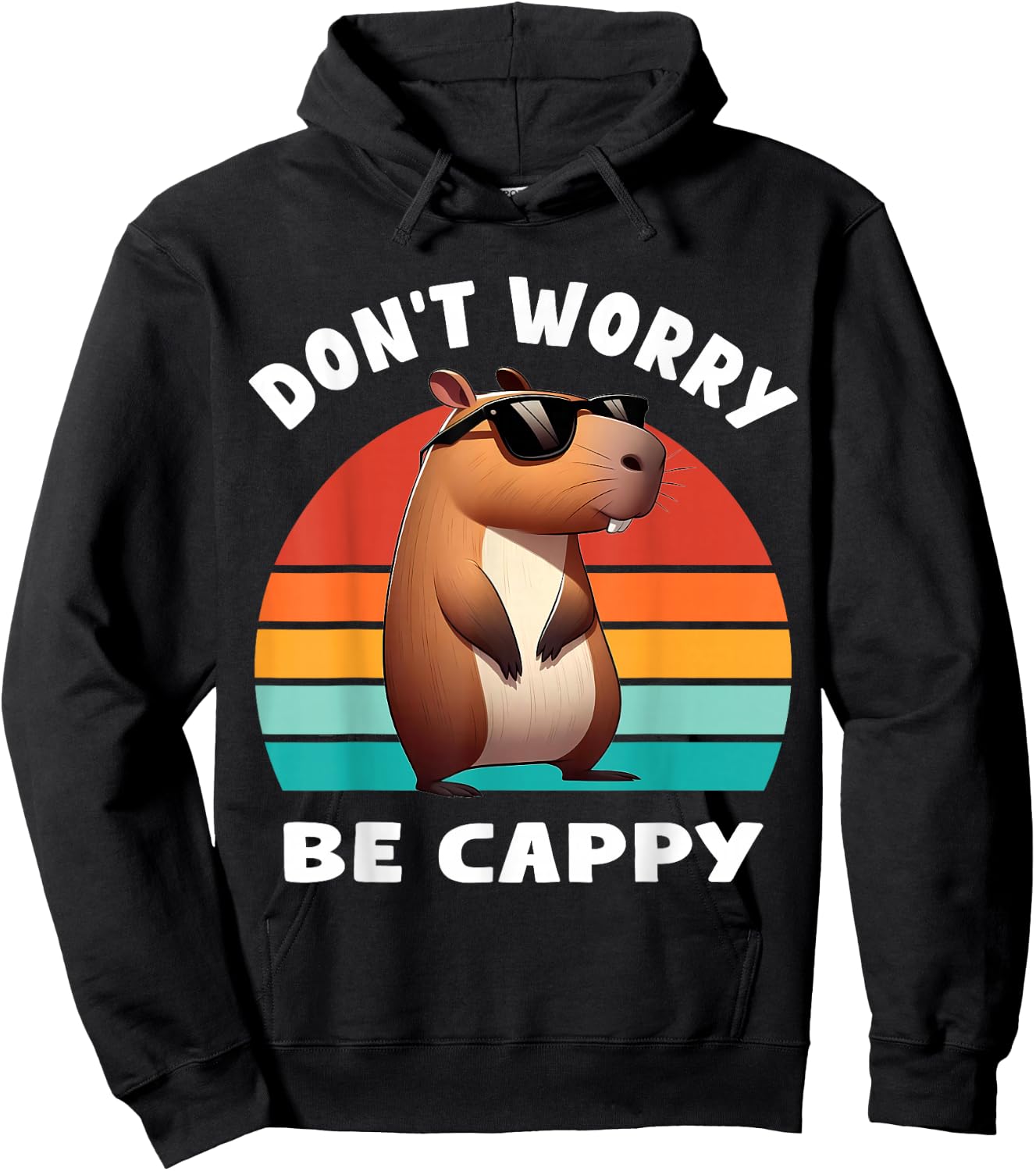 Capybara Capybara Rodent Dont Be Worry Be Capy Retro Funny Capybara , Black, S Hoodie - Hoodie | Black