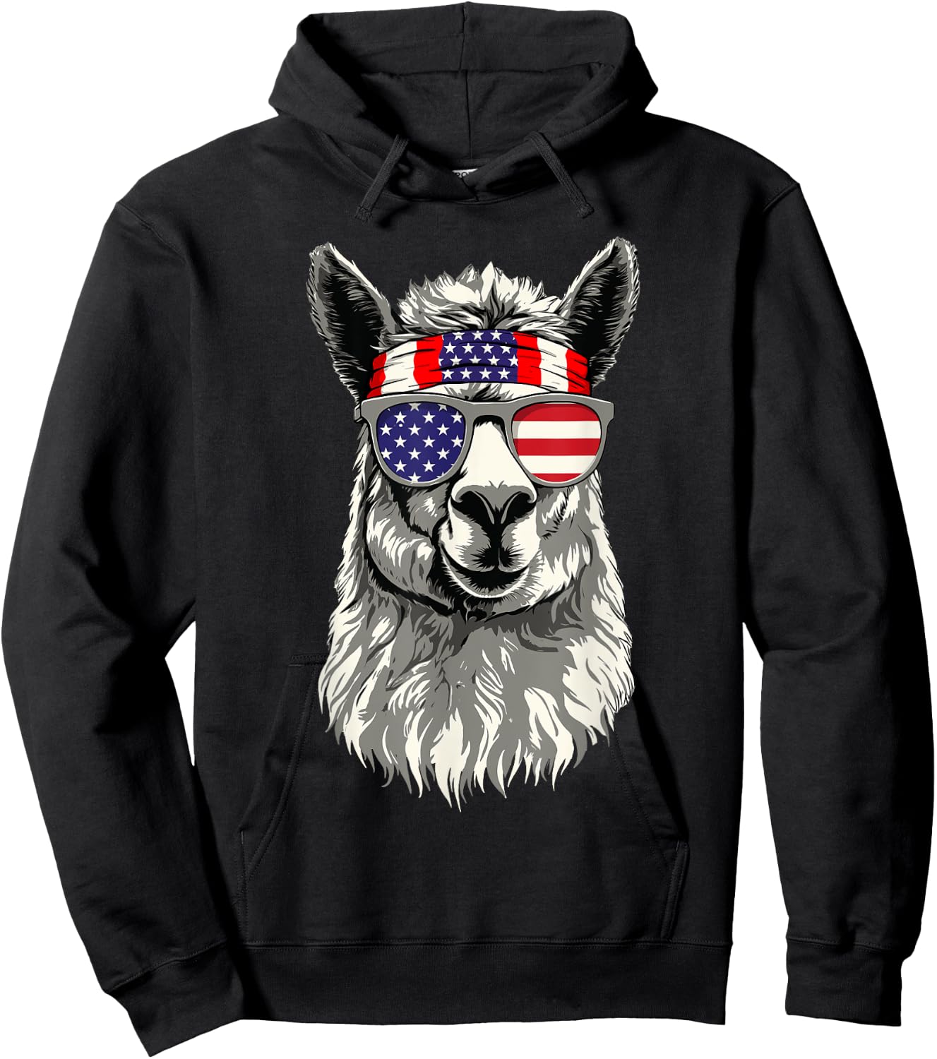 Patriotic Llama - 4th Of July Safari Animal Lover Zoologist Hoodie - Hoodie | Black