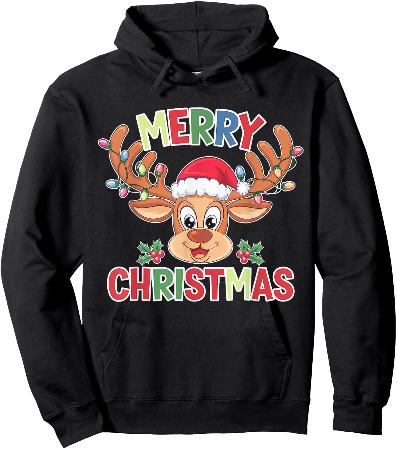 Merry Christmas Reindeer Xmas Family Men Women Hoodie - Hoodie | Black