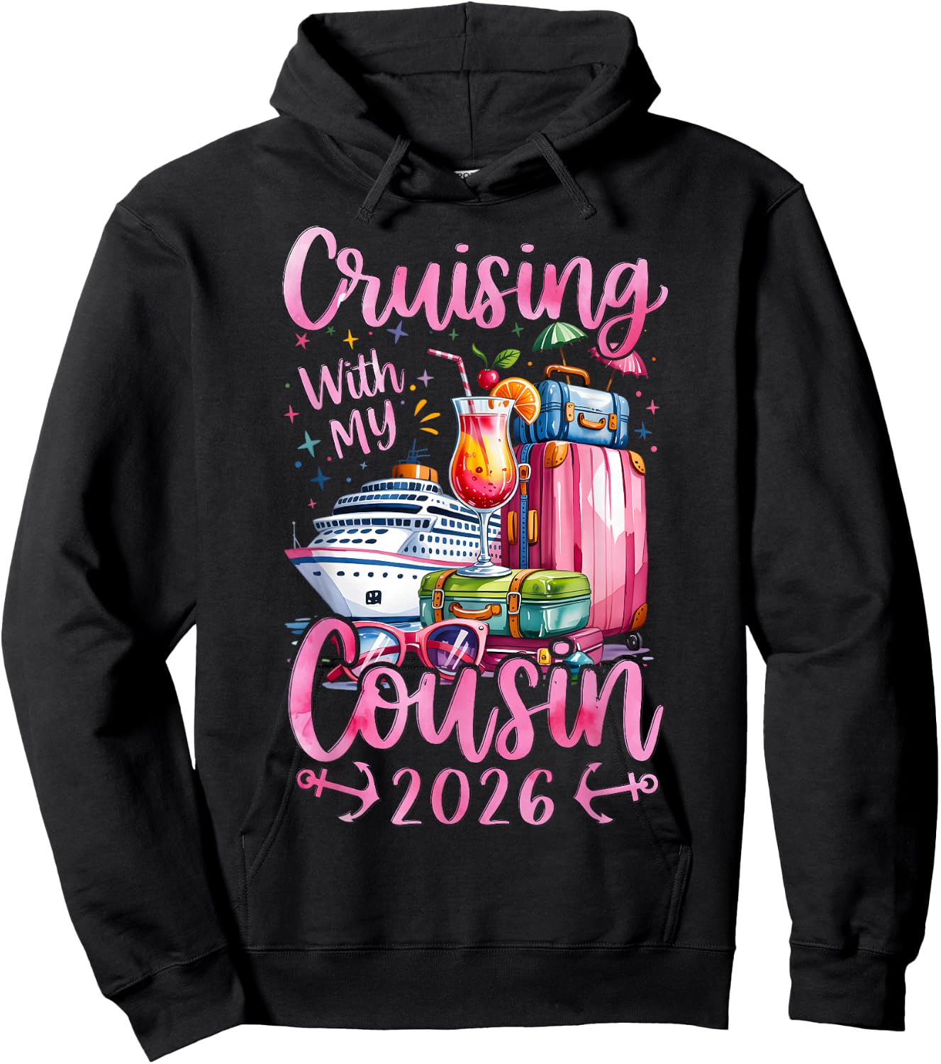 Cousins Cruise Trip Matching Cruising with My Cousin 2026 Hoodie - Hoodie | Black