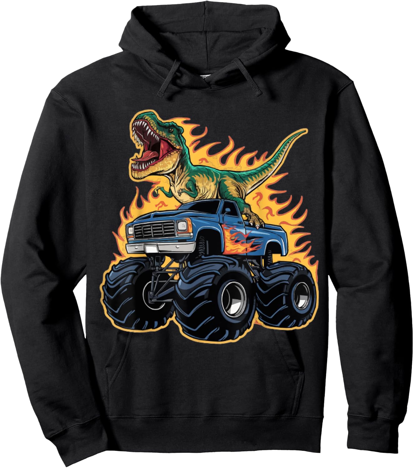Monster Truck Dinosaur Birthday Party Monster Truck Boy , Black, S Hoodie - Hoodie | Black