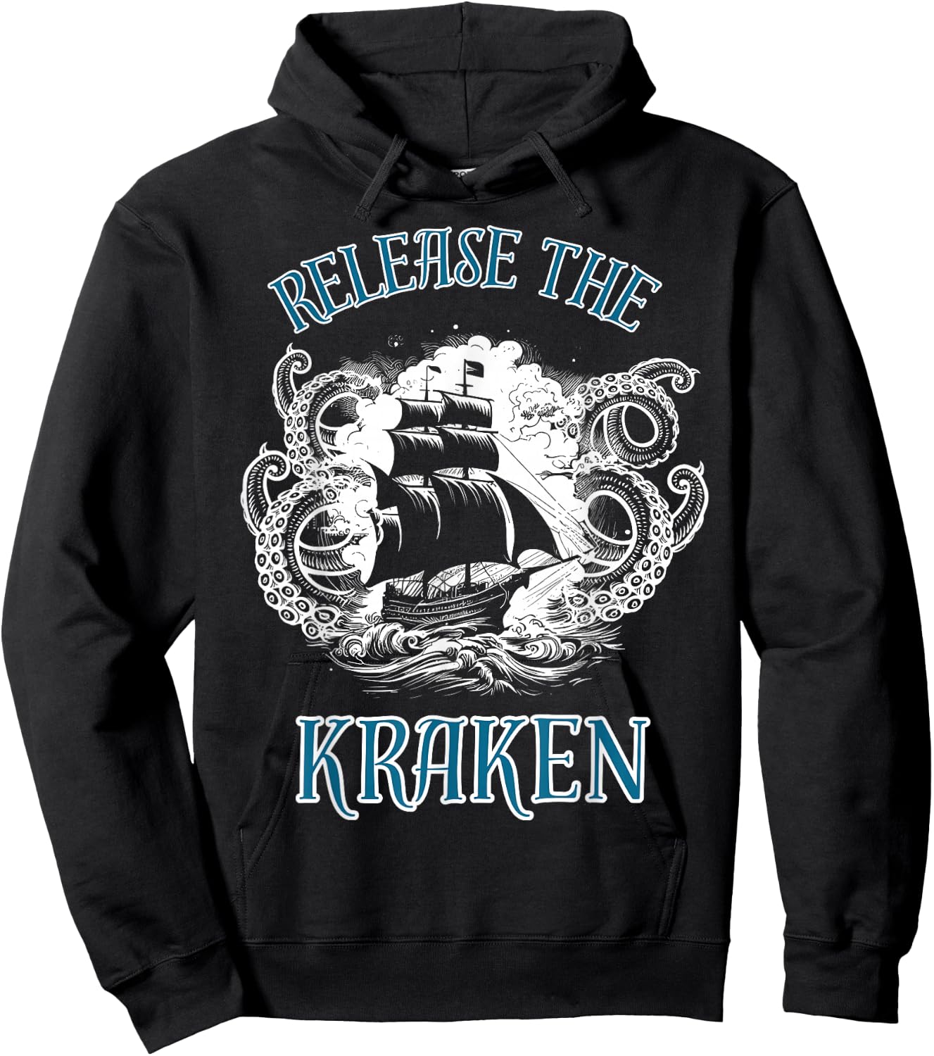 Giant Octopus, Release The Kraken Pirate Ship Hoodie - Hoodie | Black