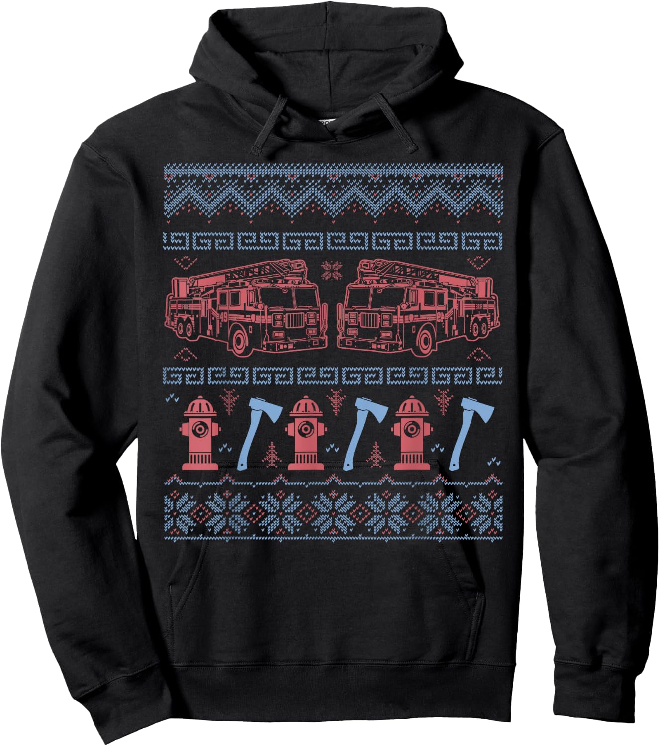 Ugly Firefighter Christmas Sweater Hoodie - Hoodie | Black
