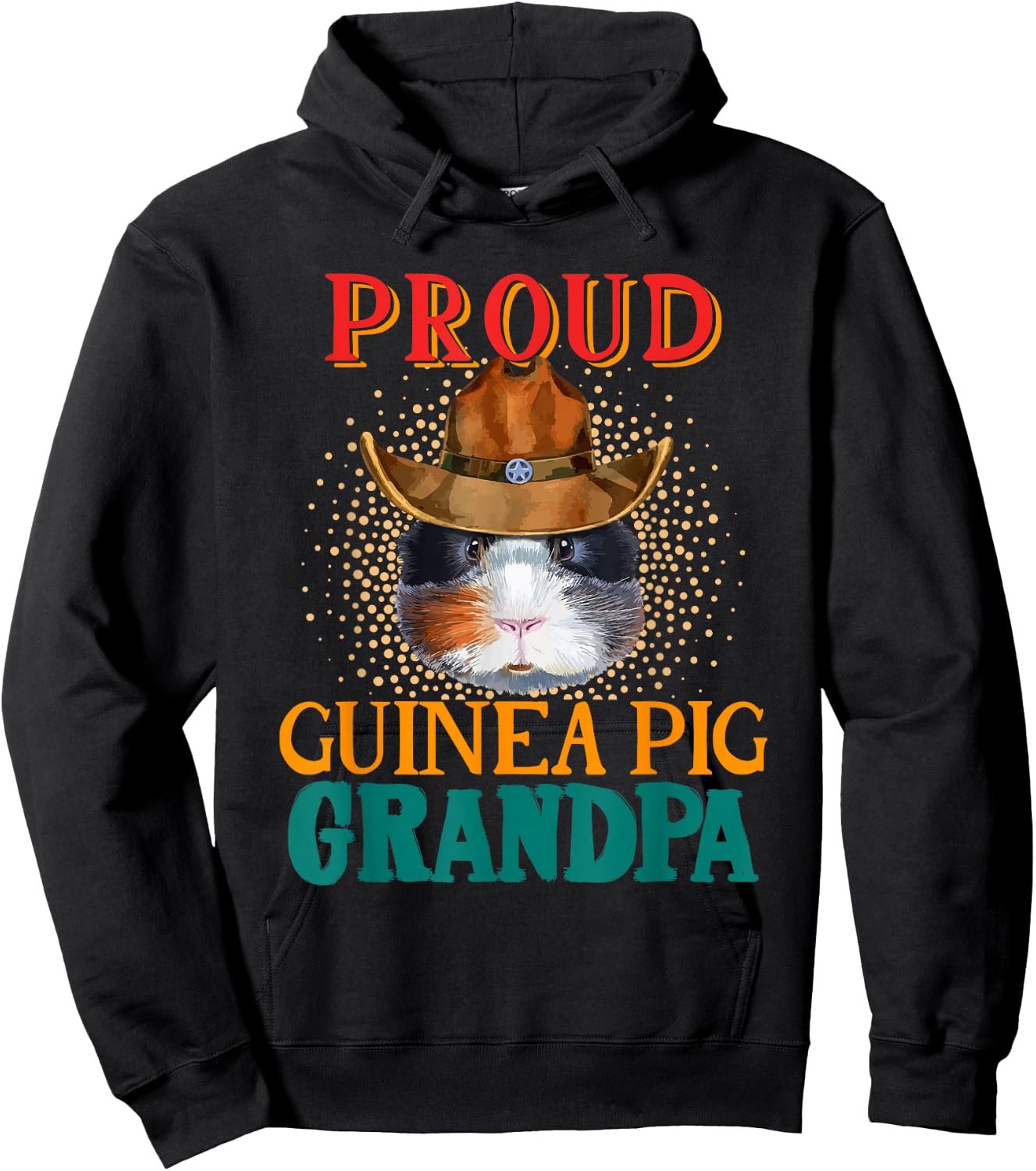 Vintage Proud Guinea Pig Grandpa Cute Guinea Pig Lover Hoodie - Hoodie | Black
