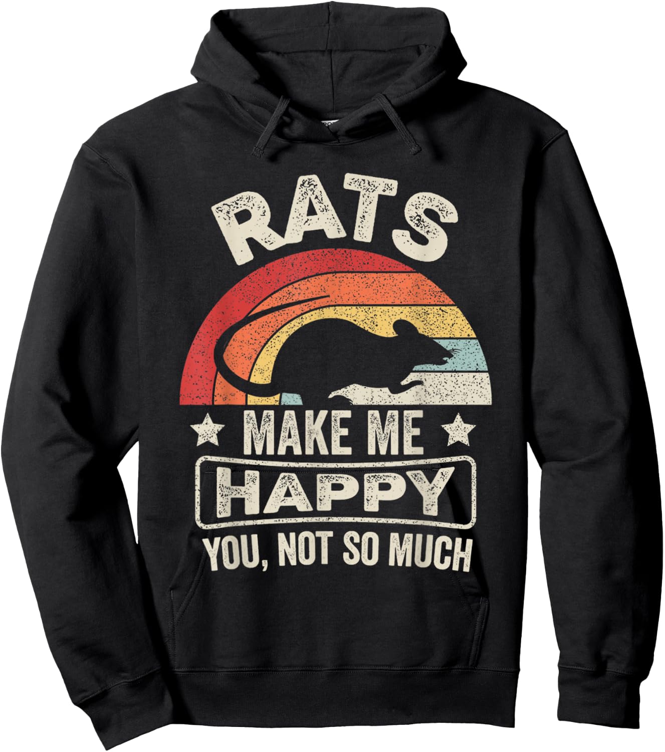 Retro Rats Make Me Happy You Not So Much Rat Lover Hoodie - Hoodie | Black