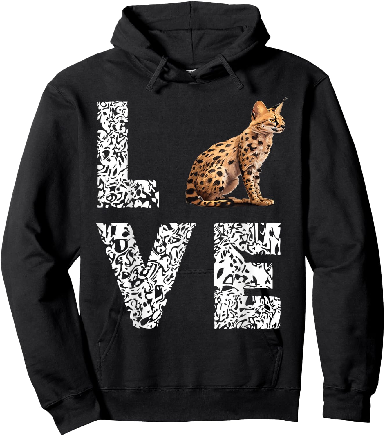 Serval Love Leopard African Wildcat Serval Cat Wild Cat Hoodie - Hoodie | Black