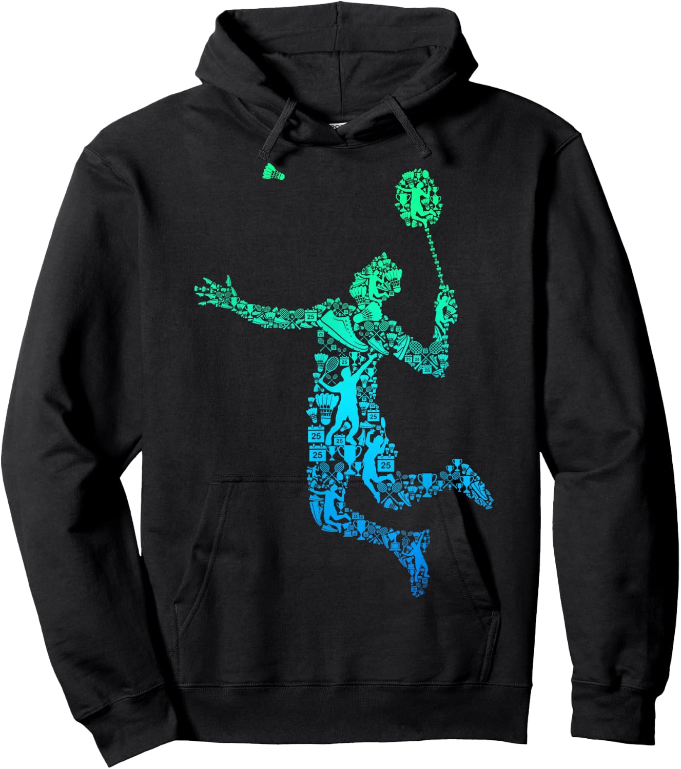 Badminton Shuttlecock Badminton Player Men Children Boys Hoodie - Hoodie | Black