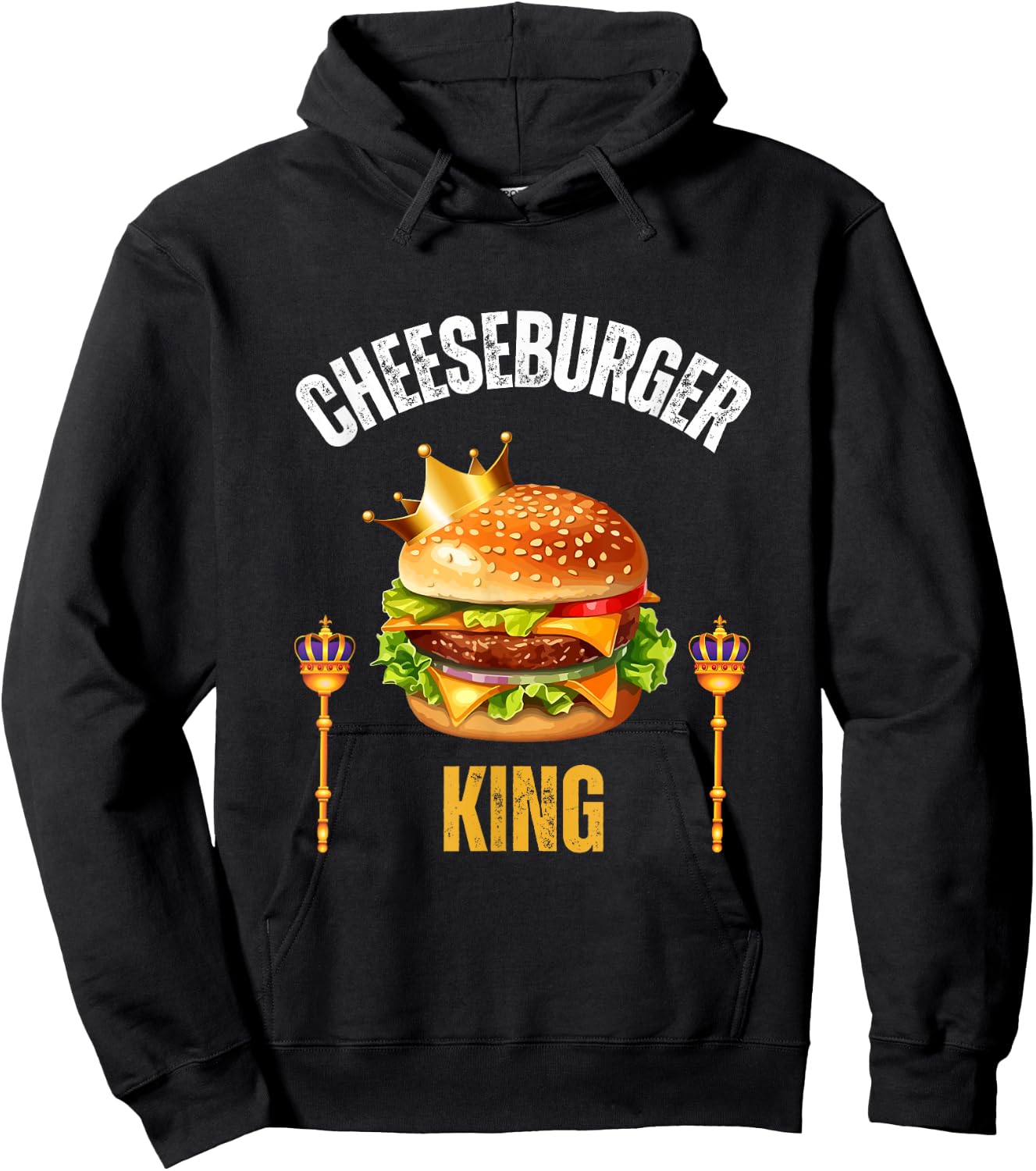 Cheeseburger King Funny Cheeseburger Lover Humor Hoodie - Hoodie | Black