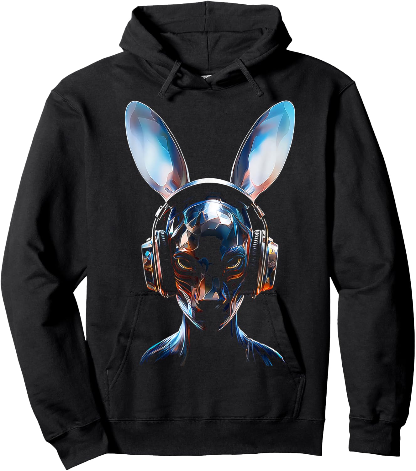 Anime Headphone Art Graphic Human Rabbit Anime Hoodie - Hoodie | Black