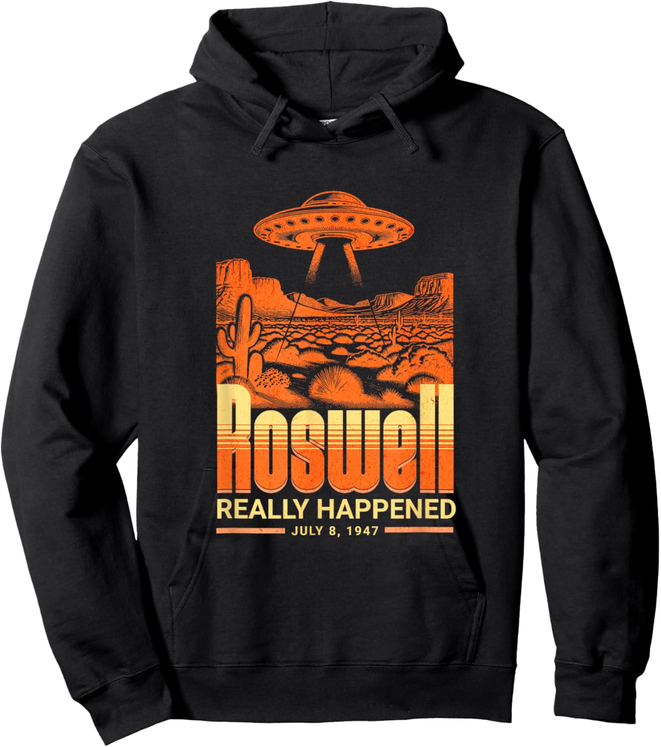 Roswell Really Happened July 8 1947 Funny Alien UFO Hoodie - Hoodie | Black