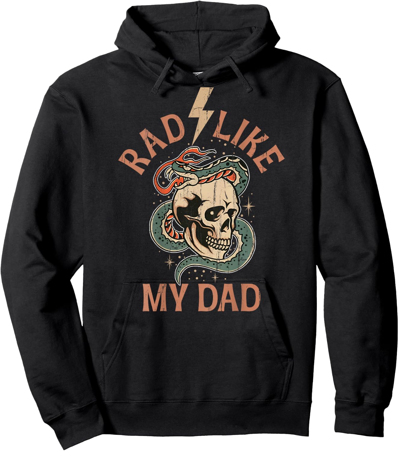 Rad Like My Dad, Funny Retro I Love My Dad - On Back Hoodie - Hoodie | Black
