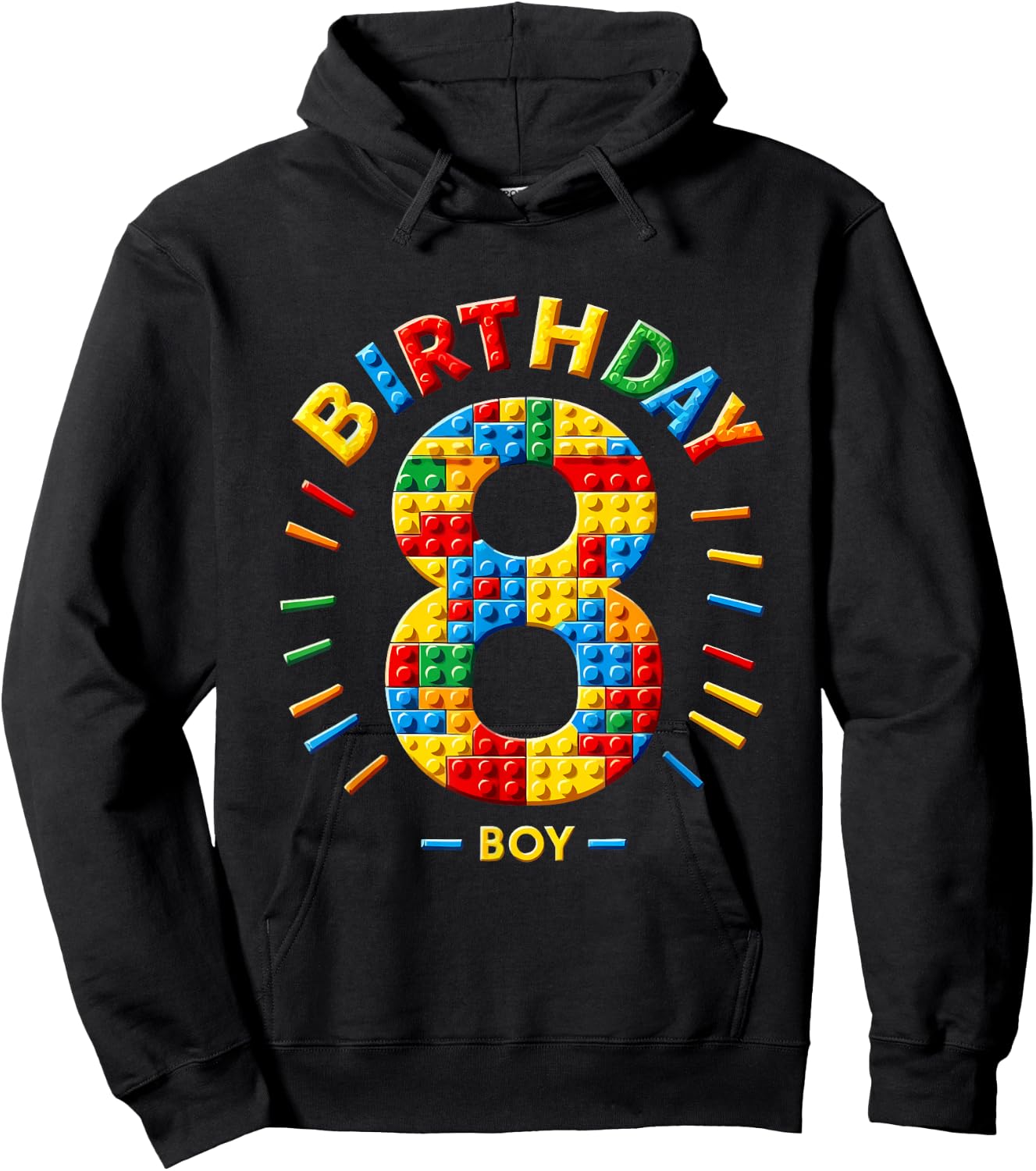 Master Builder 8th Birthday Boy 8 Eight Years Building Blocks , black Hoodie - Hoodie | Black