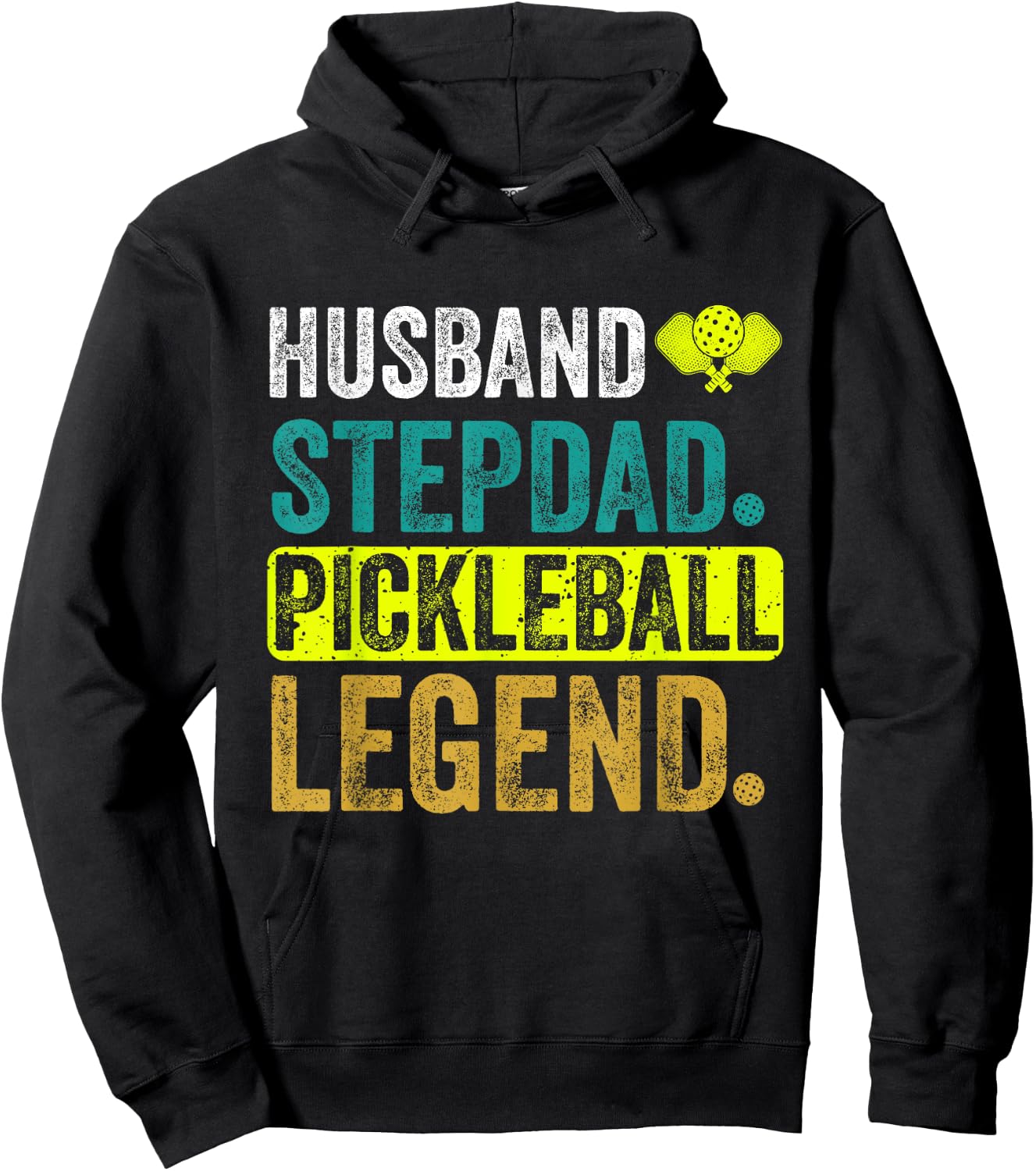 Husband Stepdad Pickleball Legend Stepdad Paddleball Father Hoodie - Hoodie | Black