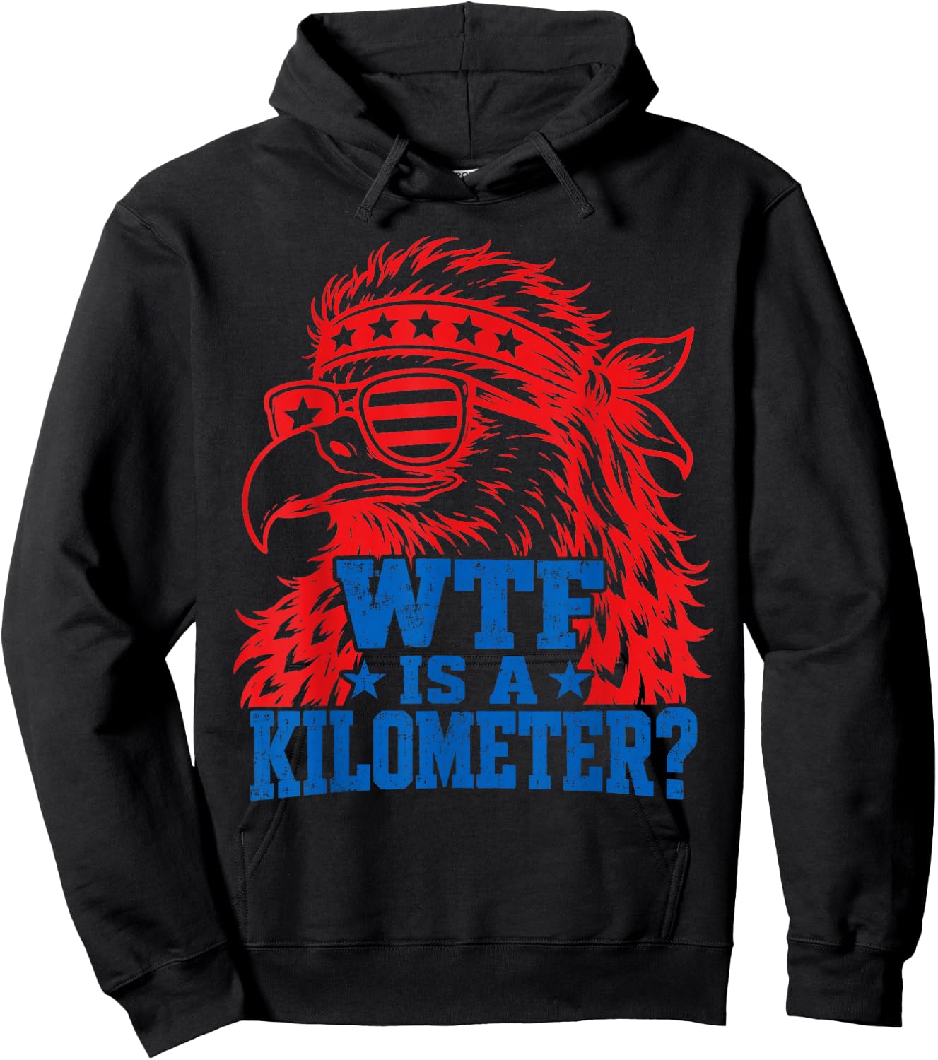 Retro WTF is a Kilometer Eagle 4th of July Hoodie - Hoodie | Black