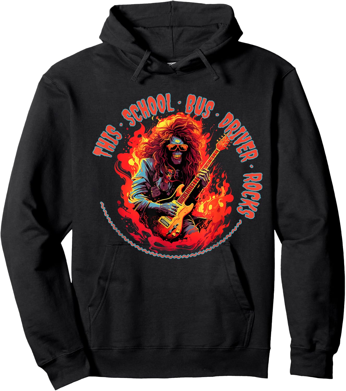 This School Bus Driver Rocks Funny Musician Hoodie - Hoodie | Black