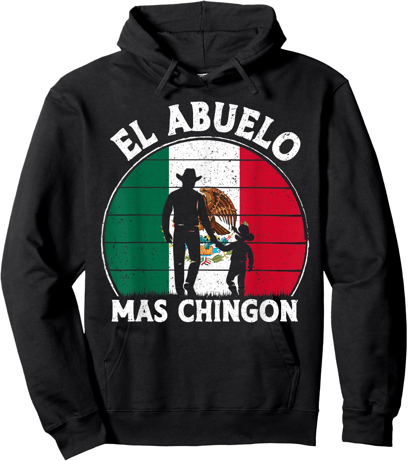 El Abuelo Mas Chingon Funny Mexico Mexican Grandpa Fathers Hoodie - Hoodie | Black