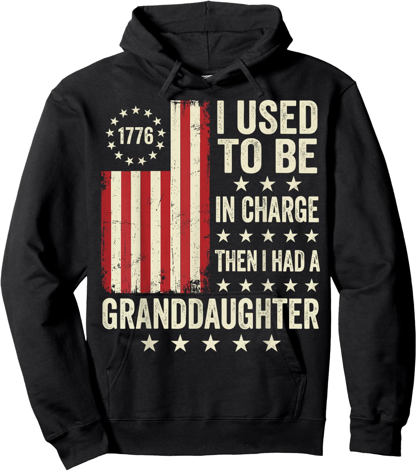 Vintage I Used to Be in Charge Then I Had A Granddaughter US Hoodie - Hoodie | Black