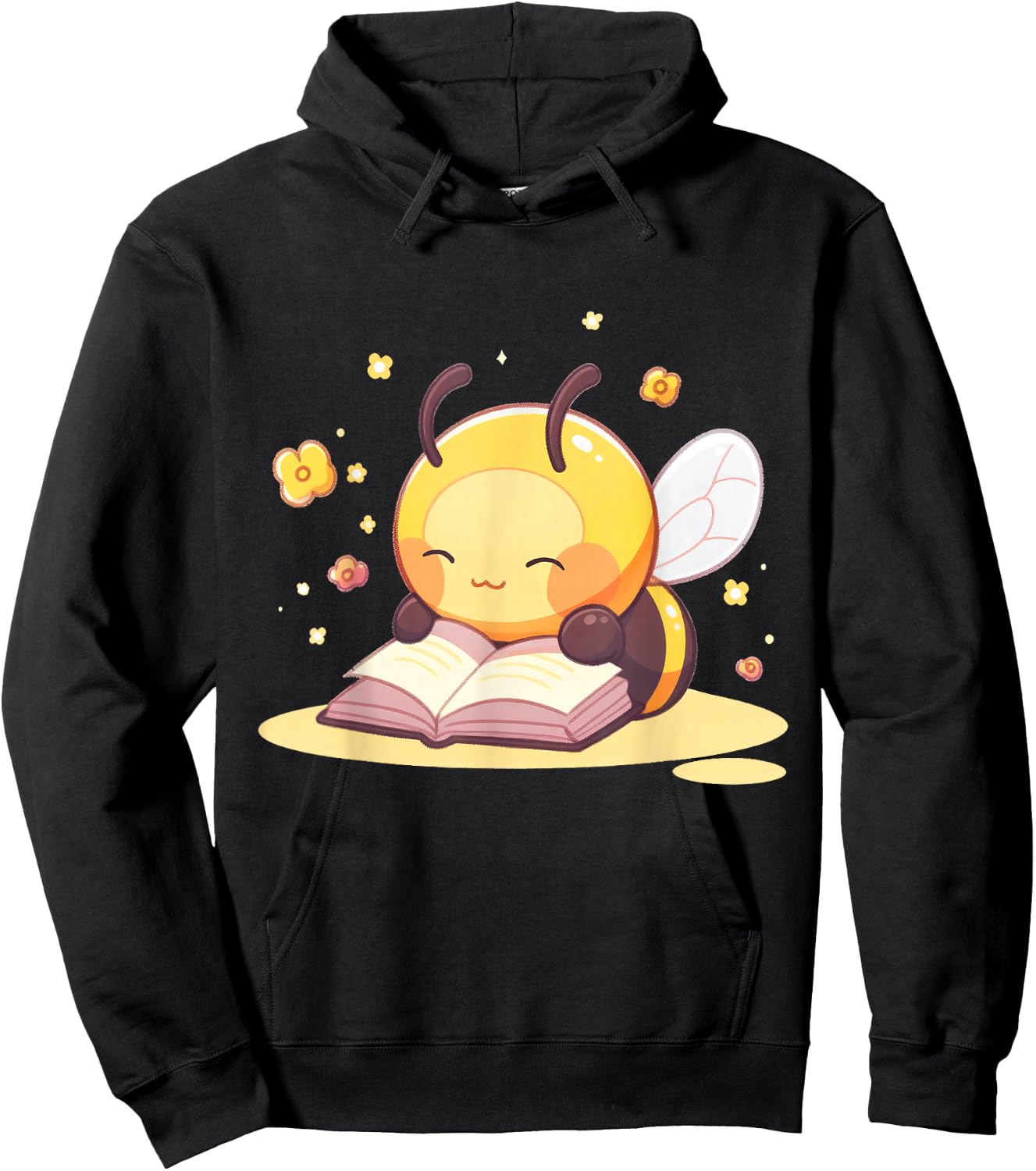 Cute Bee Reading A Book Hoodie - Hoodie | Black