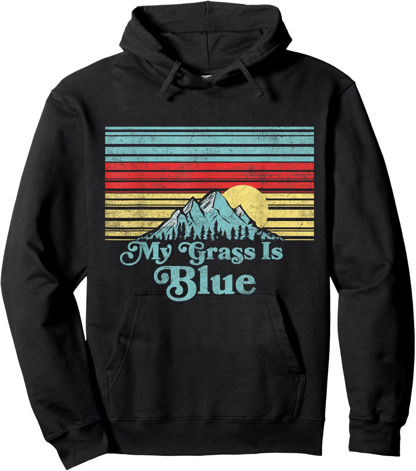 My Grass is Blue - Bluegrass Fan Retro Mountains Hoodie - Hoodie | Black