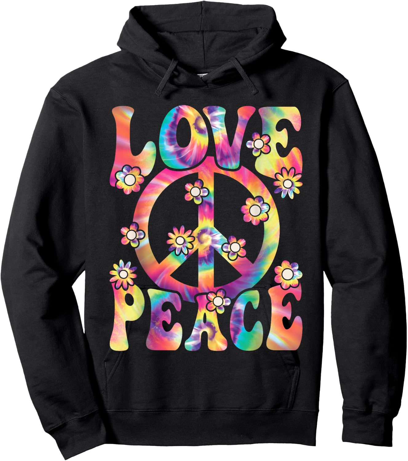 60s 70s Hippie Love Peace Groovy Party Outfit Retro , black Hoodie - Hoodie | Black