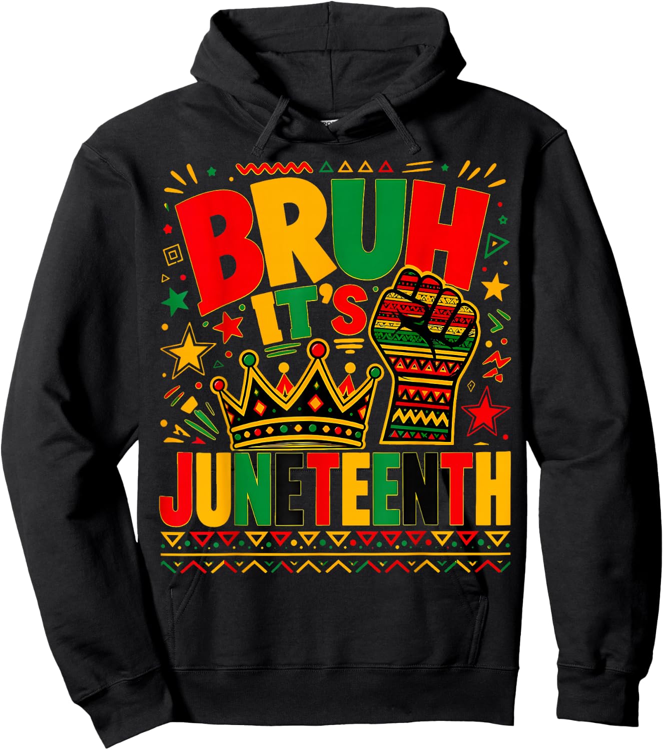 Juneteenth Boys Teens Kids Men Bruh It's Juneteenth 1865 Hoodie - Hoodie | Black