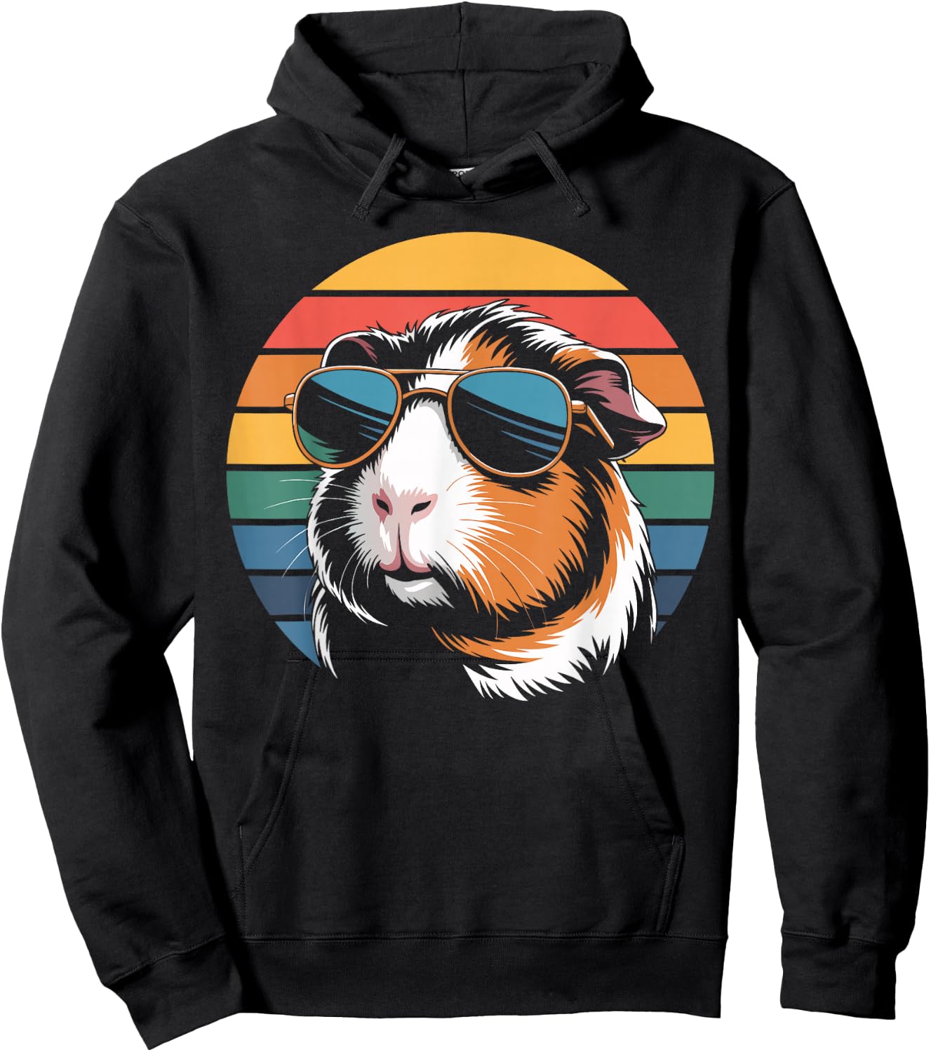 Retro Guinea Pig Sunglasses Flag Guinea Pig Hoodie - Hoodie | Black