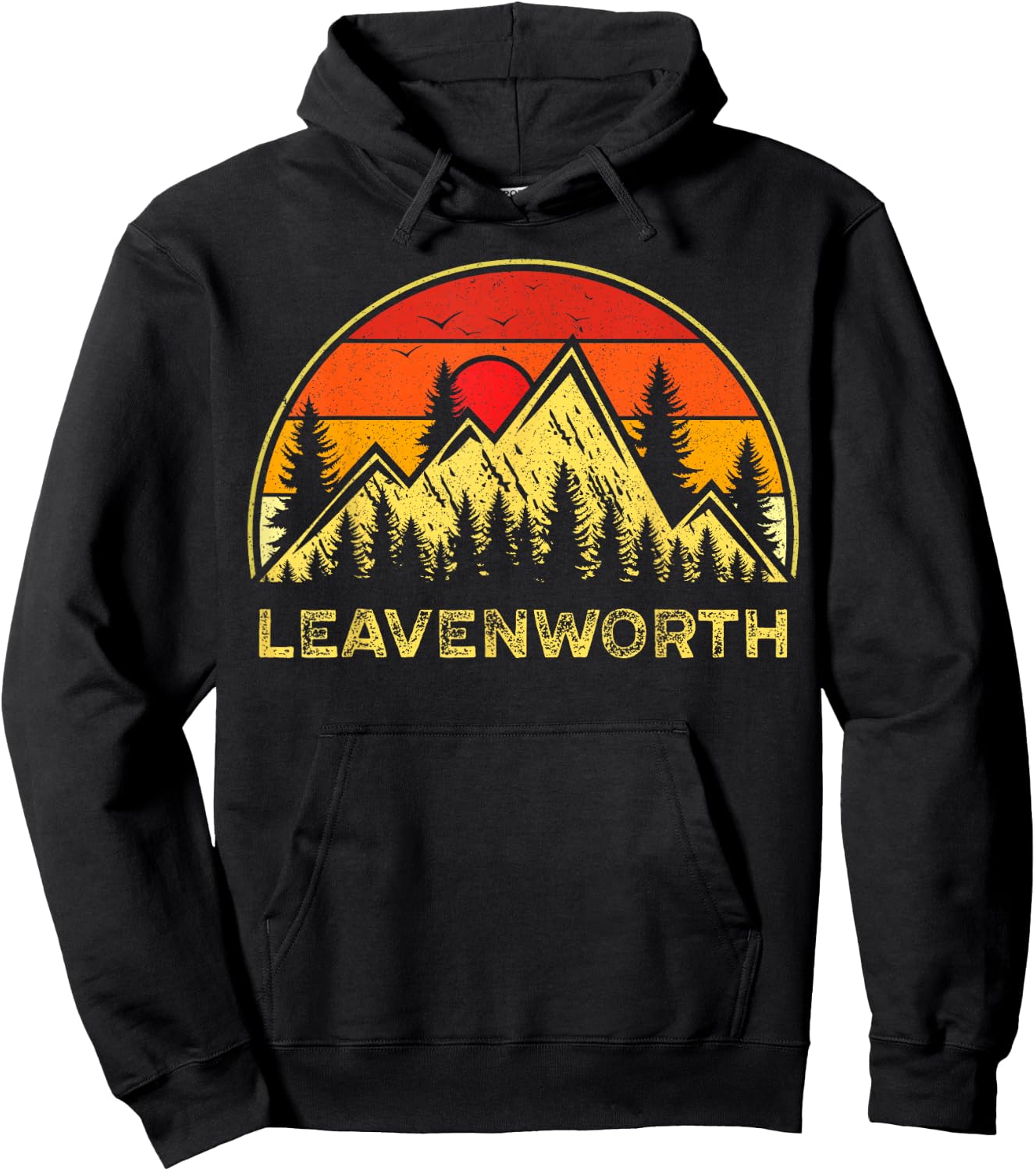 Vintage Leavenworth Washington WA Mountains Hiking Souvenirs Hoodie - Hoodie | Black