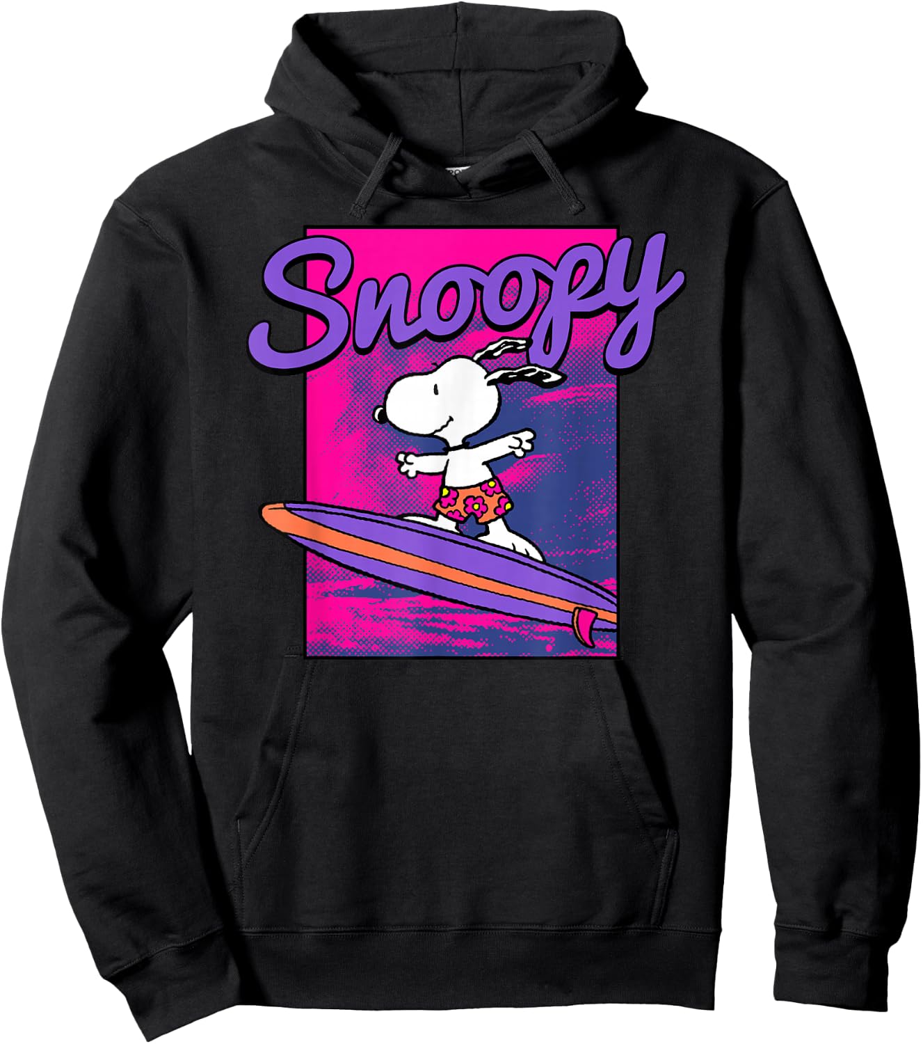 Peanuts Neon Surfing Snoopy Hoodie - Hoodie | Black