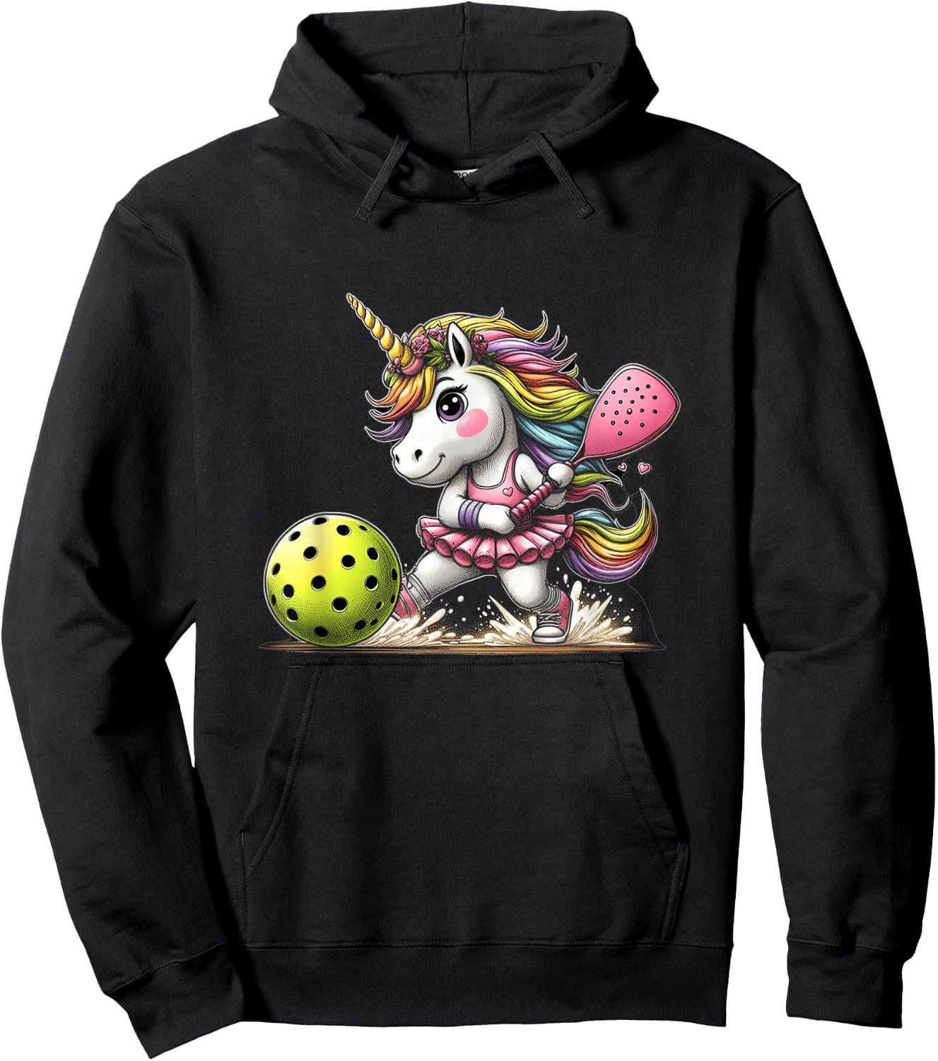 Unicorn Playing Pickleball Fun & Magical Sports Hoodie - Hoodie | Black