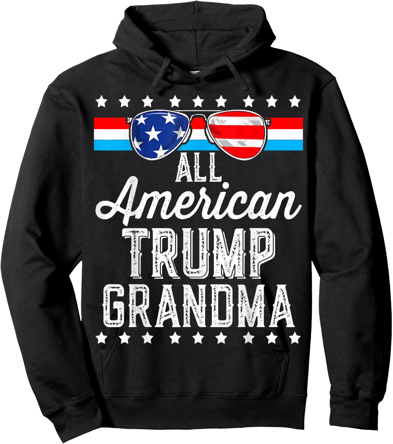 All American Trump Grandma American Flag Sunglasses Trump Hoodie - Hoodie | Black