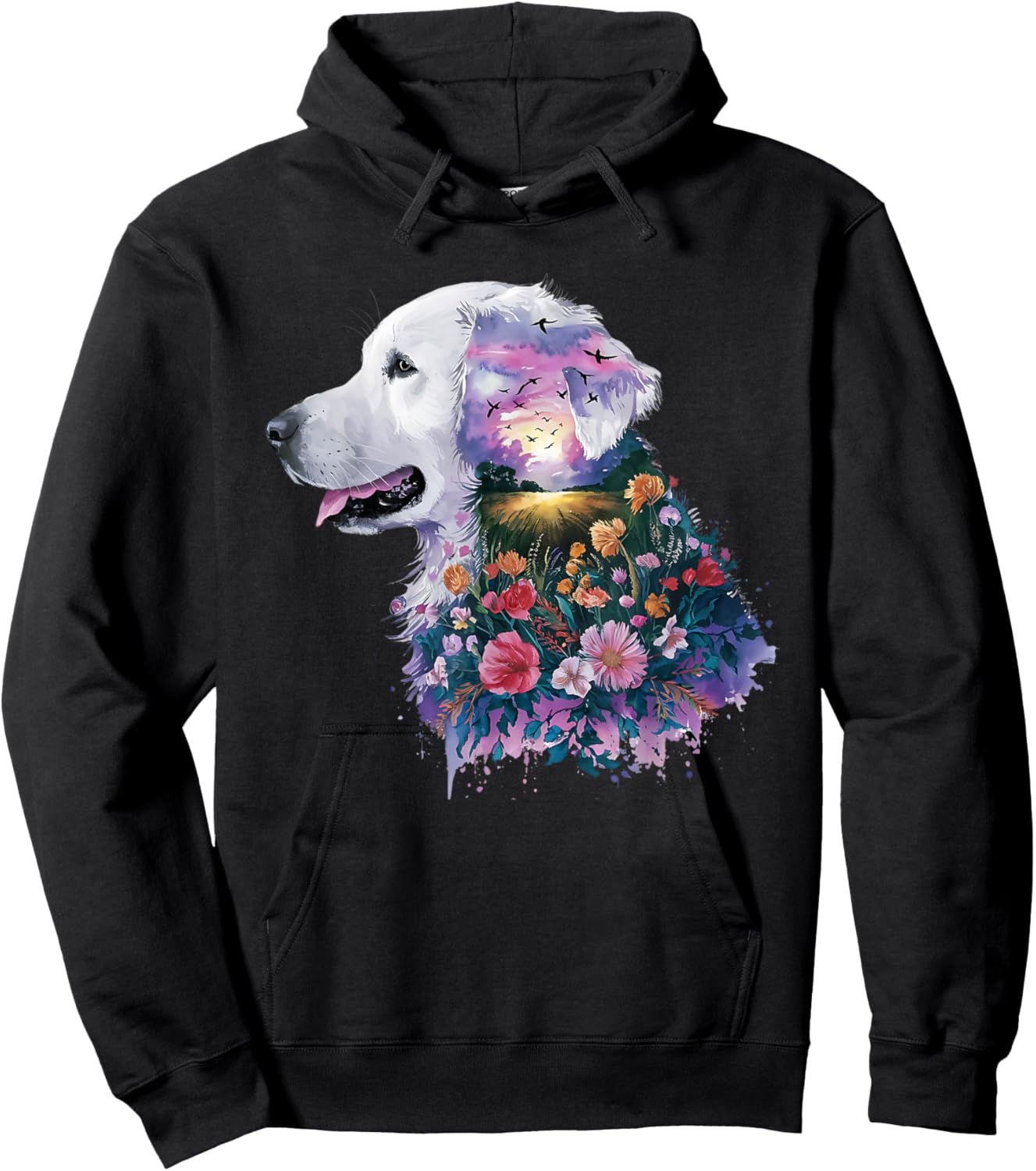 English Cream Golden Retriever Dog Mom Puppy Love Floral Women Kids Hoodie - Hoodie | Black