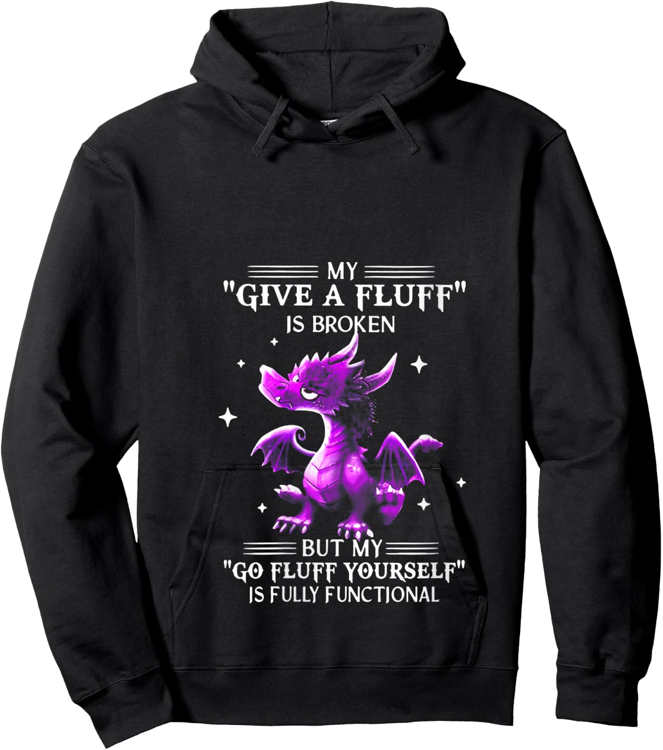 My Give A Fluff Is Broken Dragon V-Neck Hoodie - Hoodie | Black