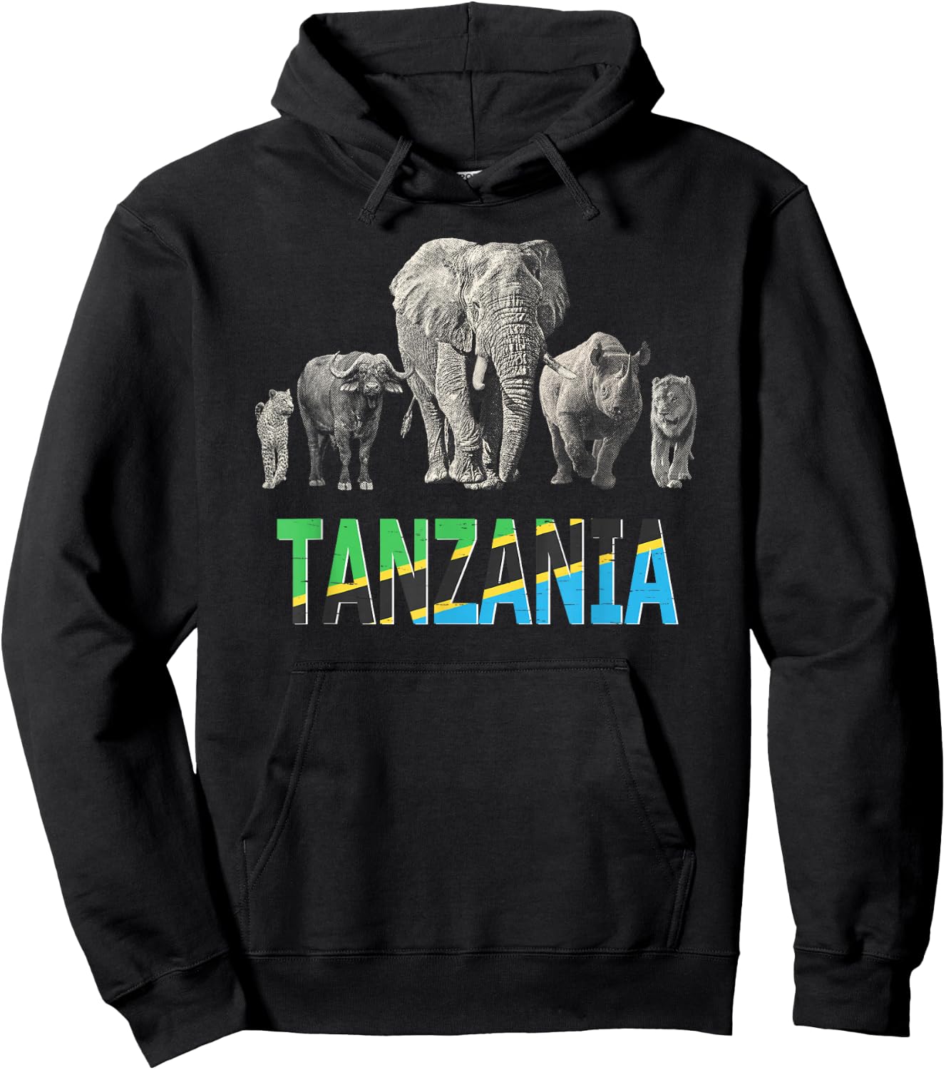 Big 5 Africa Wildlife Design for Tanzania Safari Hoodie - Hoodie | Black