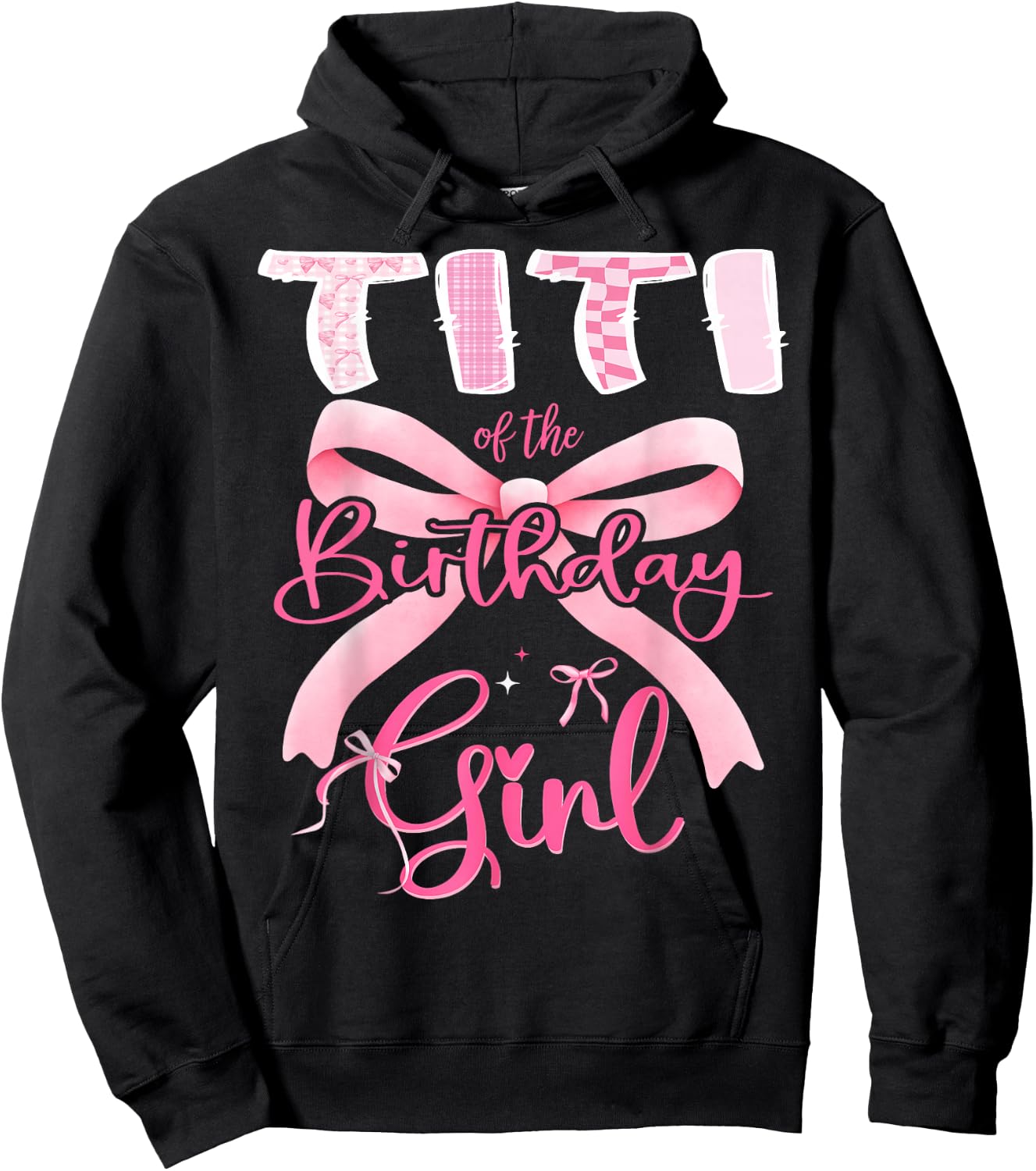 Titi of The Birthday Girl Pink Coquette Bow Matching Hoodie - Hoodie | Black