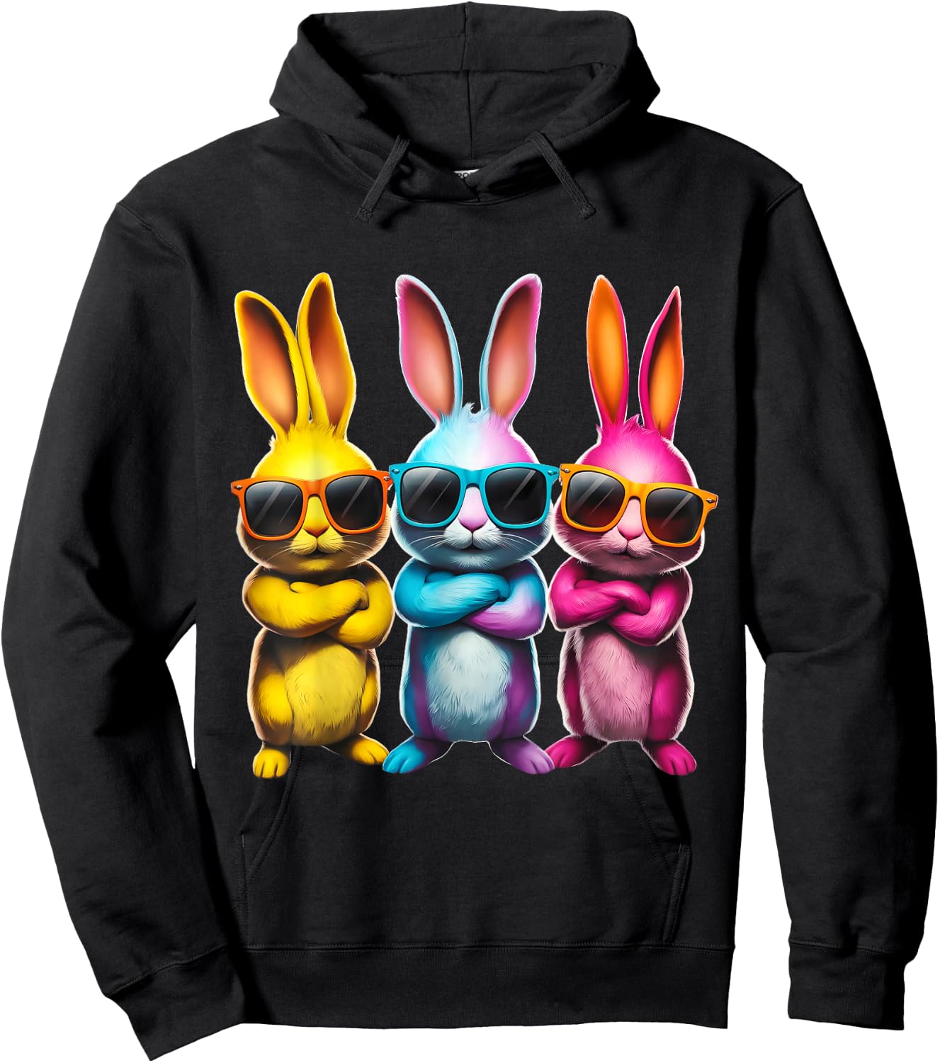 Funny Easter Bunny Cool Bunnies Kids Boys Girls Women Men Hoodie - Hoodie | Black