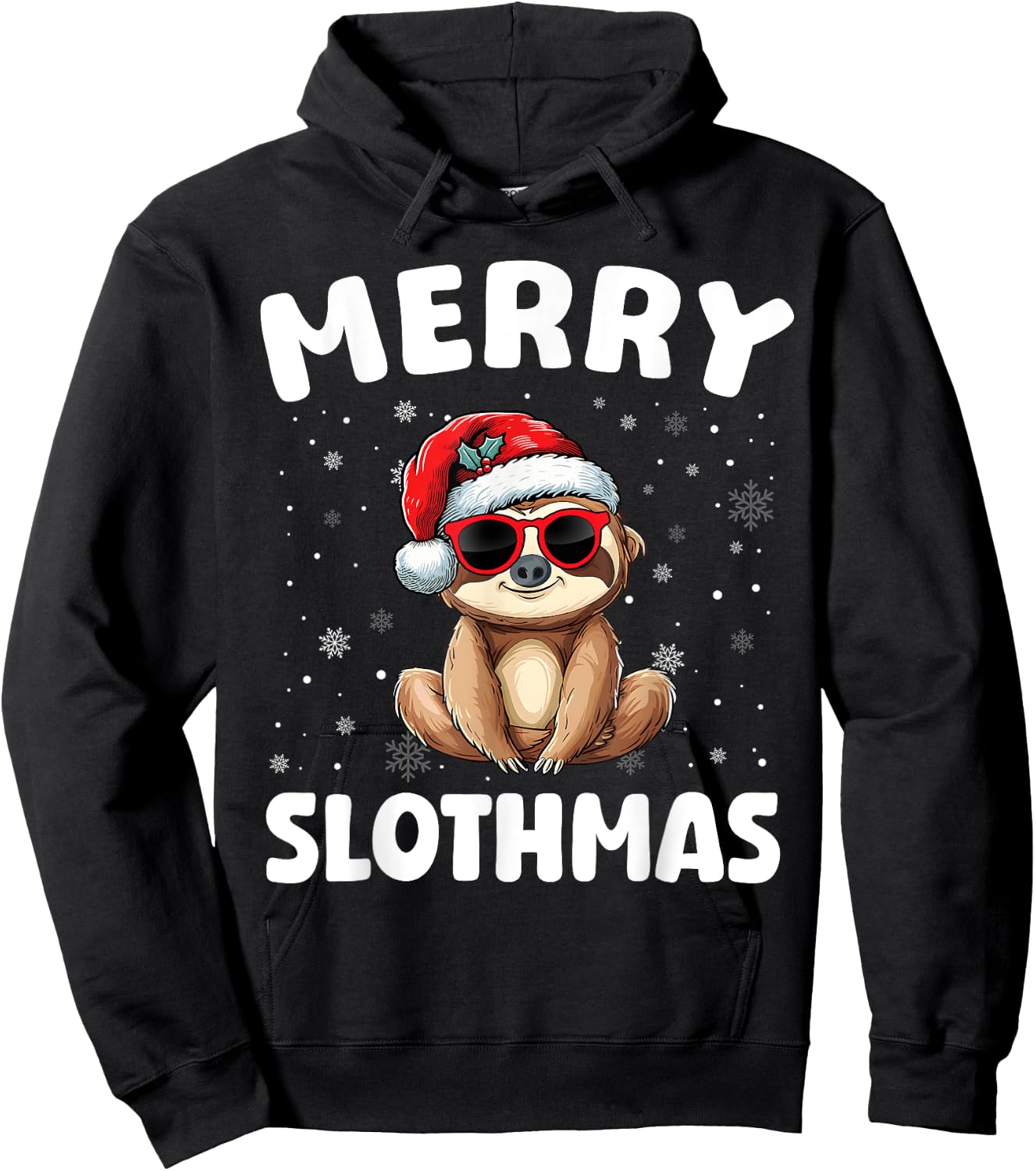 Merry Christmas Sloth Merry Slothmas Funny Boy Girl Kids Hoodie - Hoodie | Black